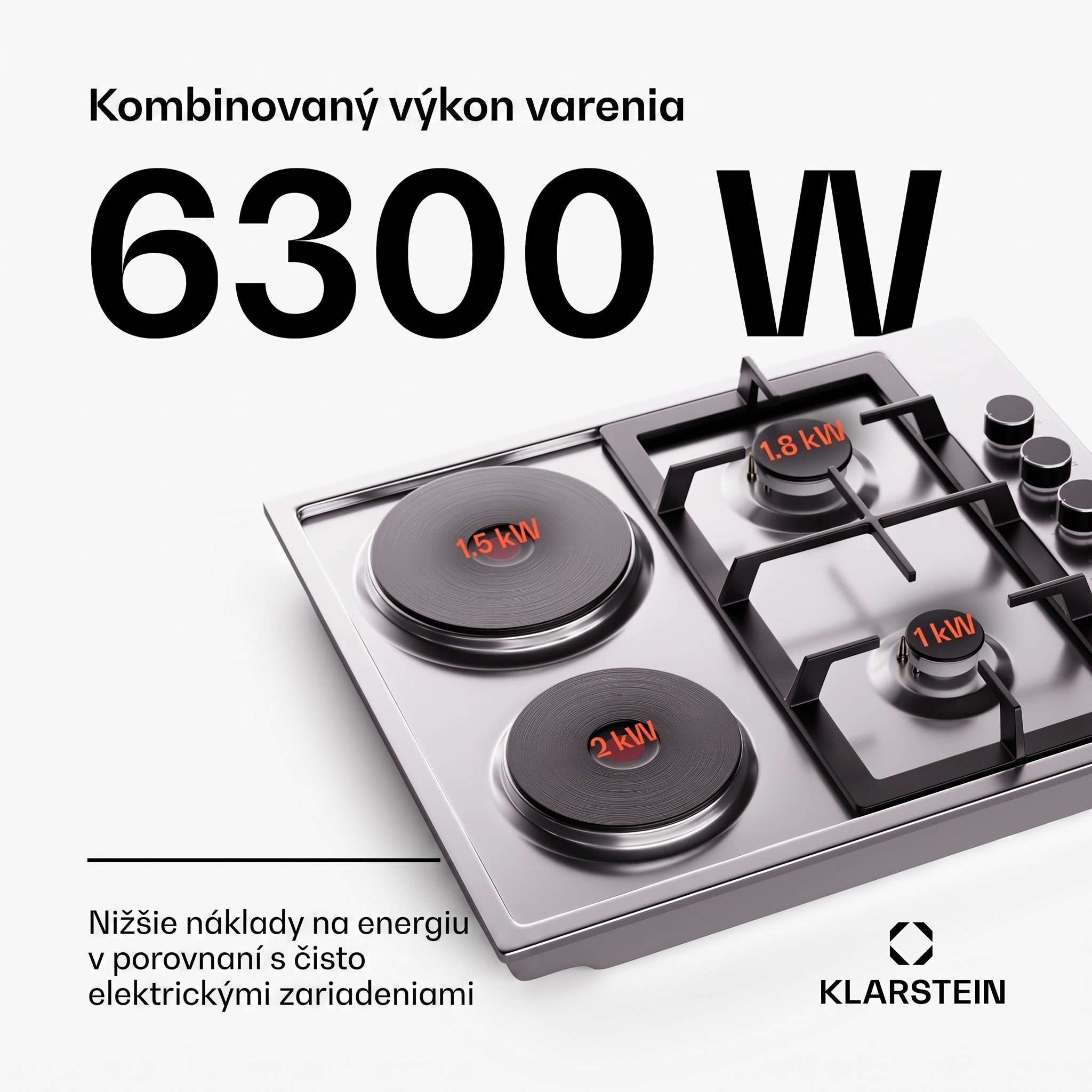Klarstein MultiChef 4 varná doska elektrická a plynová 4 varné zóny 2 plynové horáky 2 elektrické varné dosky – Obrázok 2