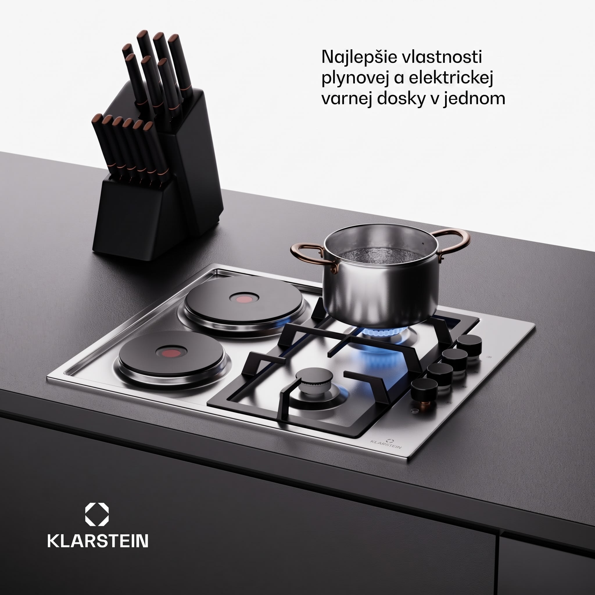 Klarstein MultiChef 4 varná doska elektrická a plynová 4 varné zóny 2 plynové horáky 2 elektrické varné dosky – Obrázok 4