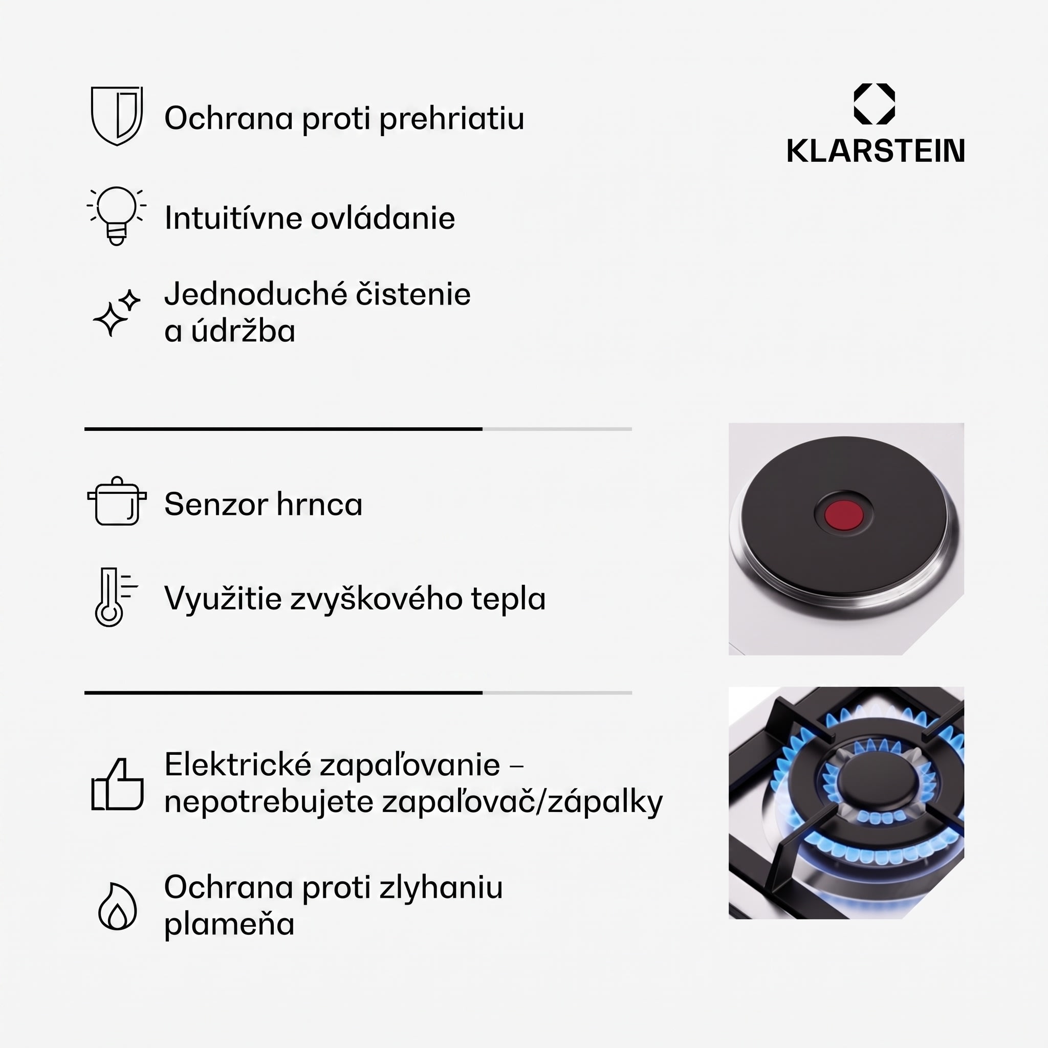 Klarstein MultiChef 5 Hot Plate, elektrická a plynová varná doska, 5 varných zón, 4 horáky, 1 elektrická platňa – Obrázok 3