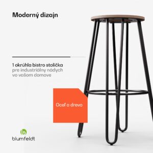 Blumfeldt Bistro stolička Hamilton 1 ks. Ø33cm Drevený oceľový rám