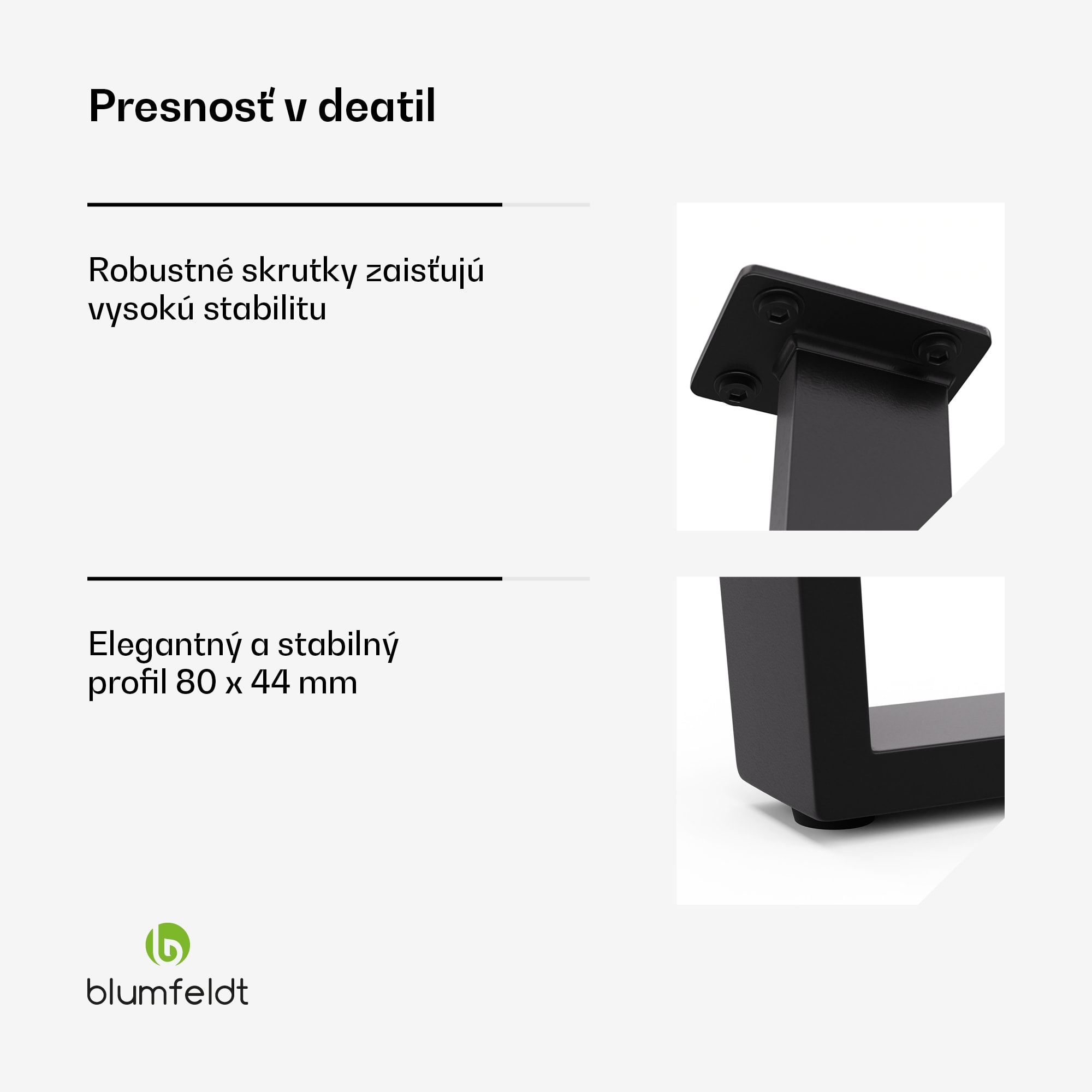 Blumfeldt Ayr Table Legs, Nohy stola 82 x 72 cm, kov – Obrázok 4