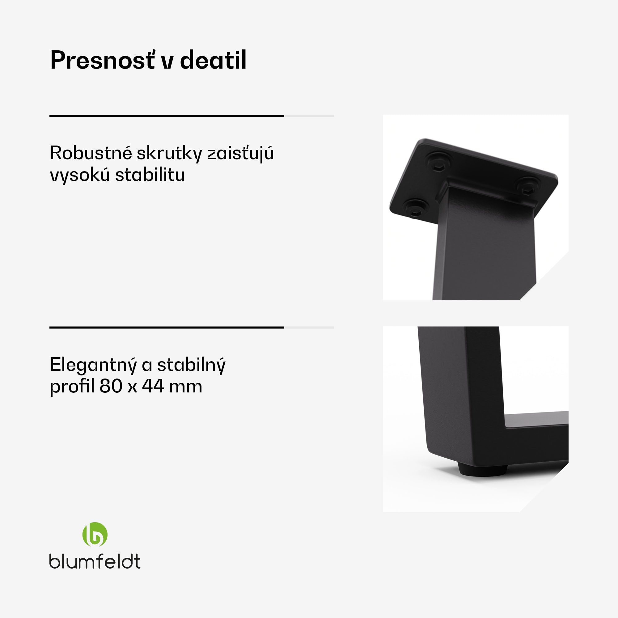 Blumfeldt Ayr Table Legs, Nohy stola 62 x 43 cm, kov – Obrázok 4