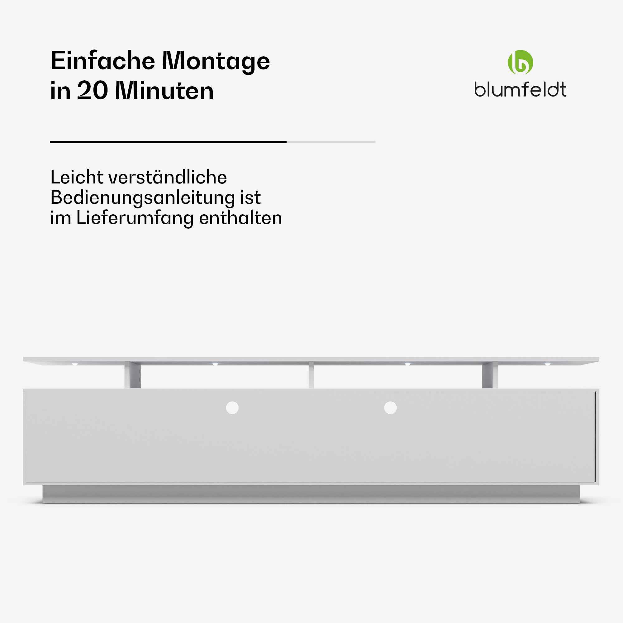 blumfeldt Perth Lowboard , TV skrinka, LED, 3 police, biela, 195 x 33 x 50 cm – Obrázok 4