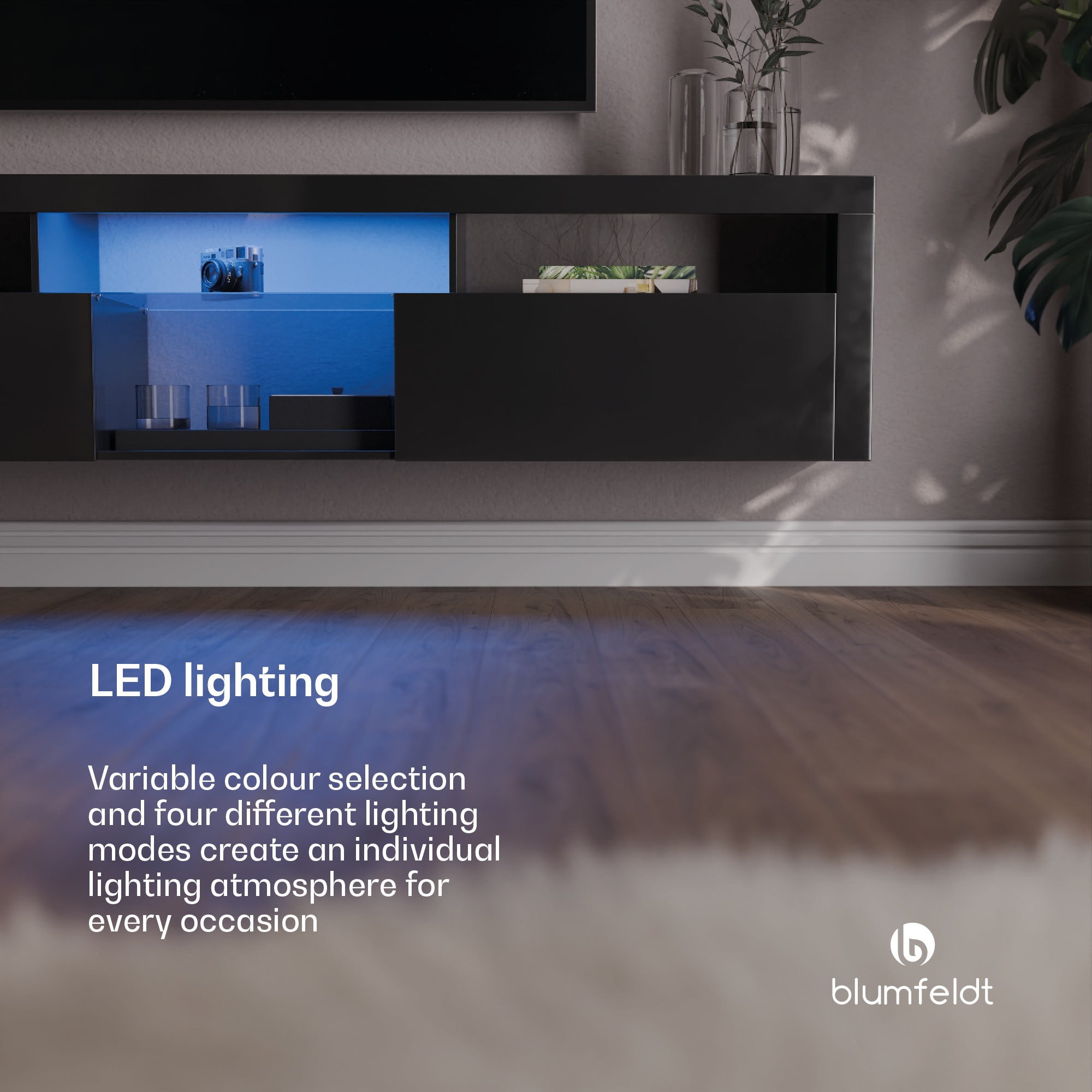 Blumfeldt Elgin, TV skrinka, 150 x 30 x 40 cm, LED – Obrázok 2