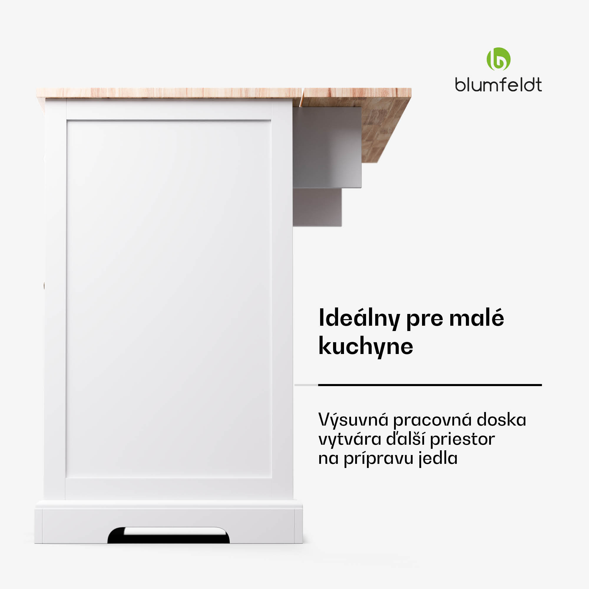 Blumfeldt Etsu, kuchynský ostrov, rozťahovacia pracovná doska, 2 zásuvky, 4 dvierka, možno použiť ako jedálenský stôl, úložný priestor, ľahko sa čistí – Obrázok 3