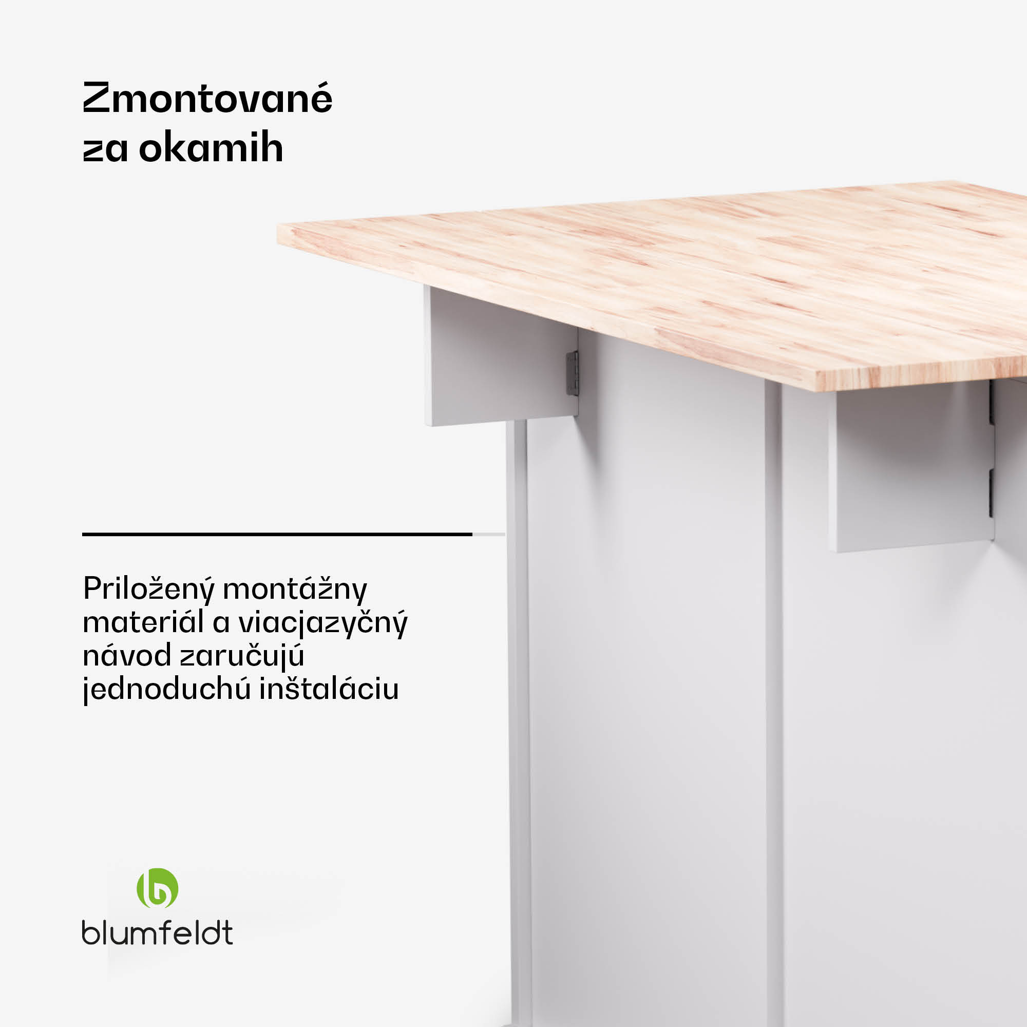 Blumfeldt Etsu, kuchynský ostrov, rozťahovacia pracovná doska, 2 zásuvky, 4 dvierka, možno použiť ako jedálenský stôl, úložný priestor, ľahko sa čistí – Obrázok 4