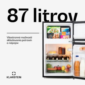 Klarstein Big Daddy Cool, kombinovaná chladnička, 61/26 l, 40 dB, energet. trieda E, čierna