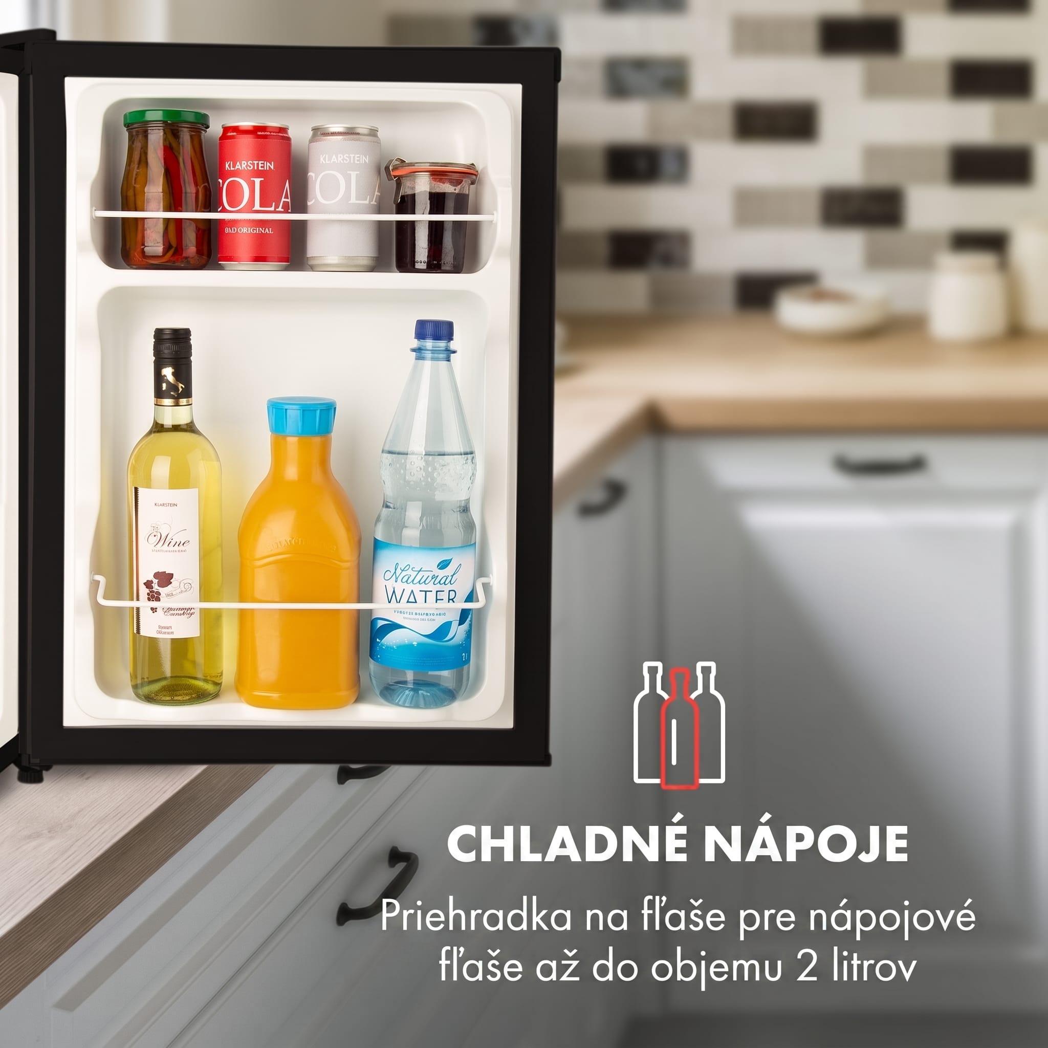 Klarstein Cool Kid, mini chladnička, 66 l, mraziaci priečinok 4 l, 41 dB, energet. trieda F, čierna – Obrázok 4