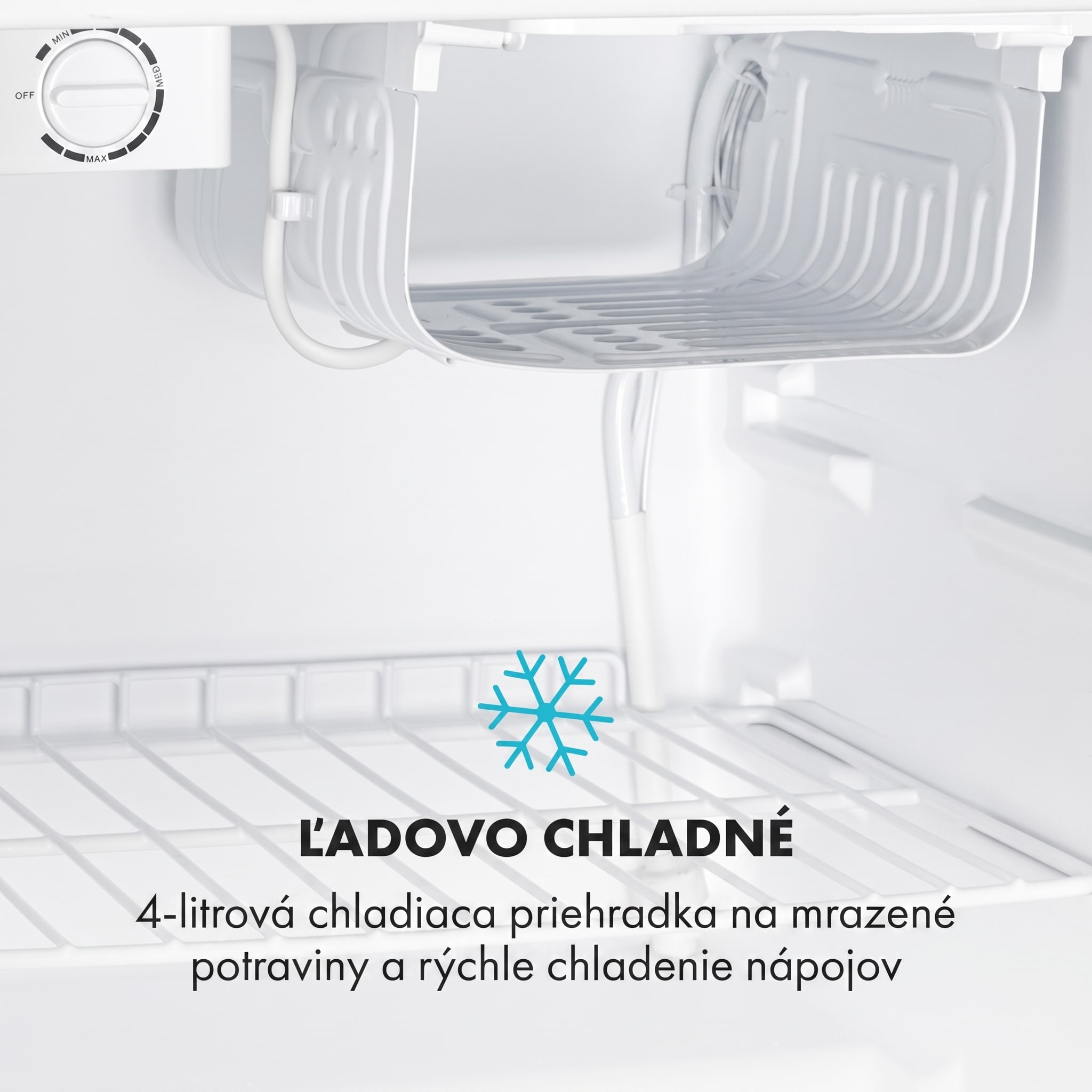 Klarstein Cool Kid, mini chladnička, 66 l, mraziaci priečinok 4 l, 41 dB, energet. trieda F, brúsená nehrdzavejúca oceľ – Obrázok 2