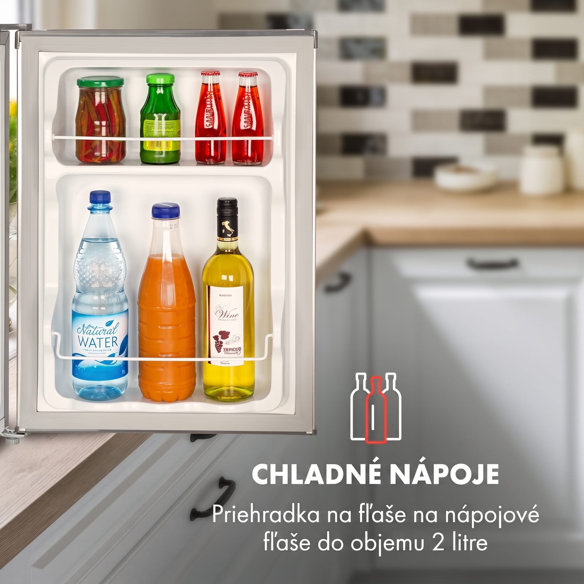 Klarstein Cool Kid, mini chladnička, 66 l, mraziaci priečinok 4 l, 41 dB, energet. trieda F, brúsená nehrdzavejúca oceľ – Obrázok 4