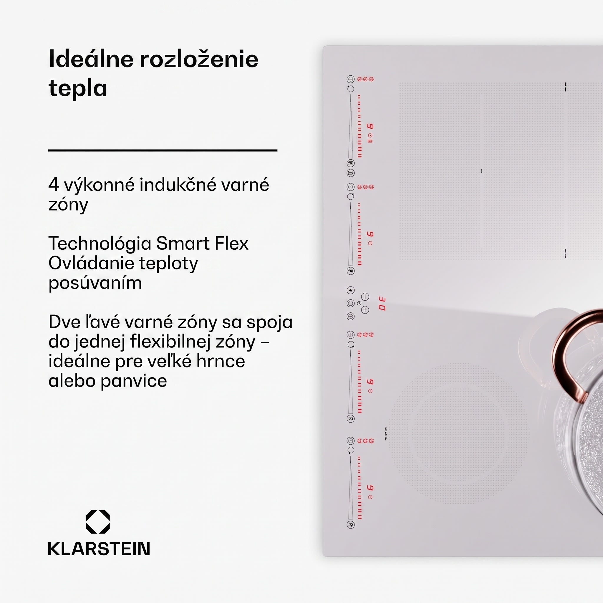 Klarstein Masterzone 60 Hybrid, indukčná varná doska, vstavaná, 4 flex zóny