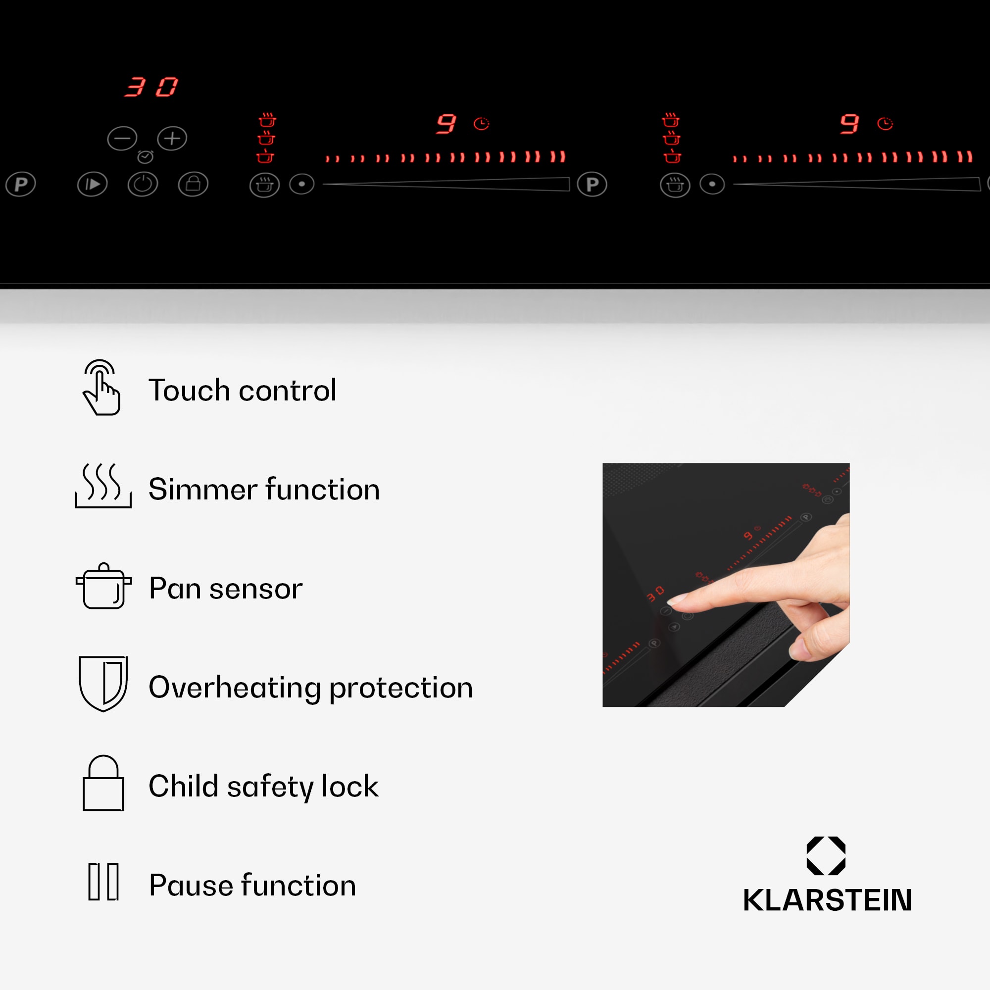 Klarstein Masterzone 77 Hybrid, indukčná varná doska, max. 7200 W, vstavaná, 4 Flex zóny, technológia ThermoBoost, Smart Flex – Obrázok 4