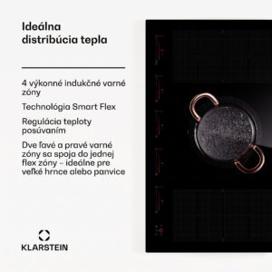 Klarstein Masterzone 90 Flex, indukčná varná doska, max. 12 600 W, vstavaná, 5 zón, 2 Flex zóny, technológia ThermoBoost, Smart Flex