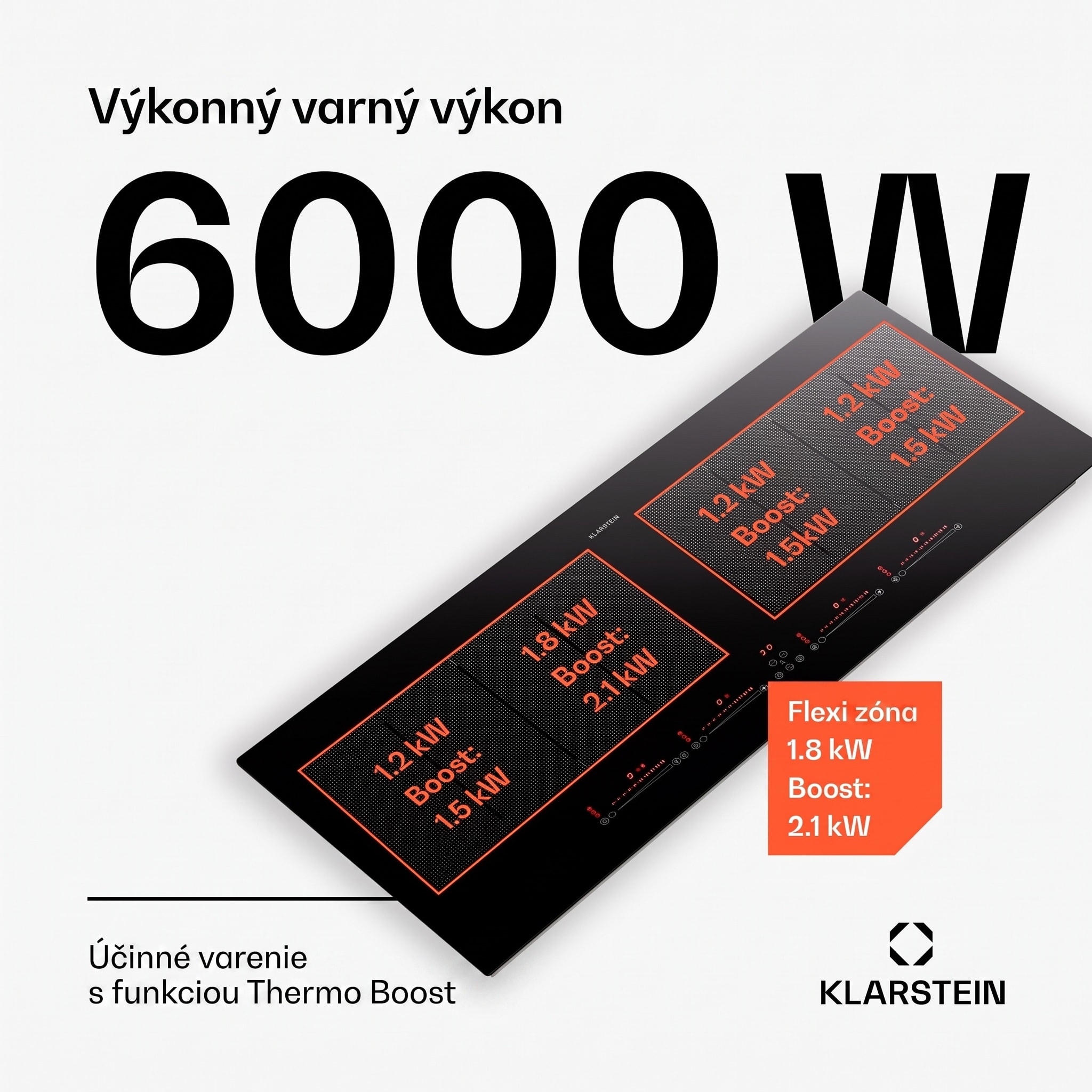 Klarstein Masterzone 90 Slim Flex, indukčná varná doska, max. 7200 W, vstavaná, 4 zóny, 2 Flex zóny, technológia ThermoBoost, Smart Flex – Obrázok 2