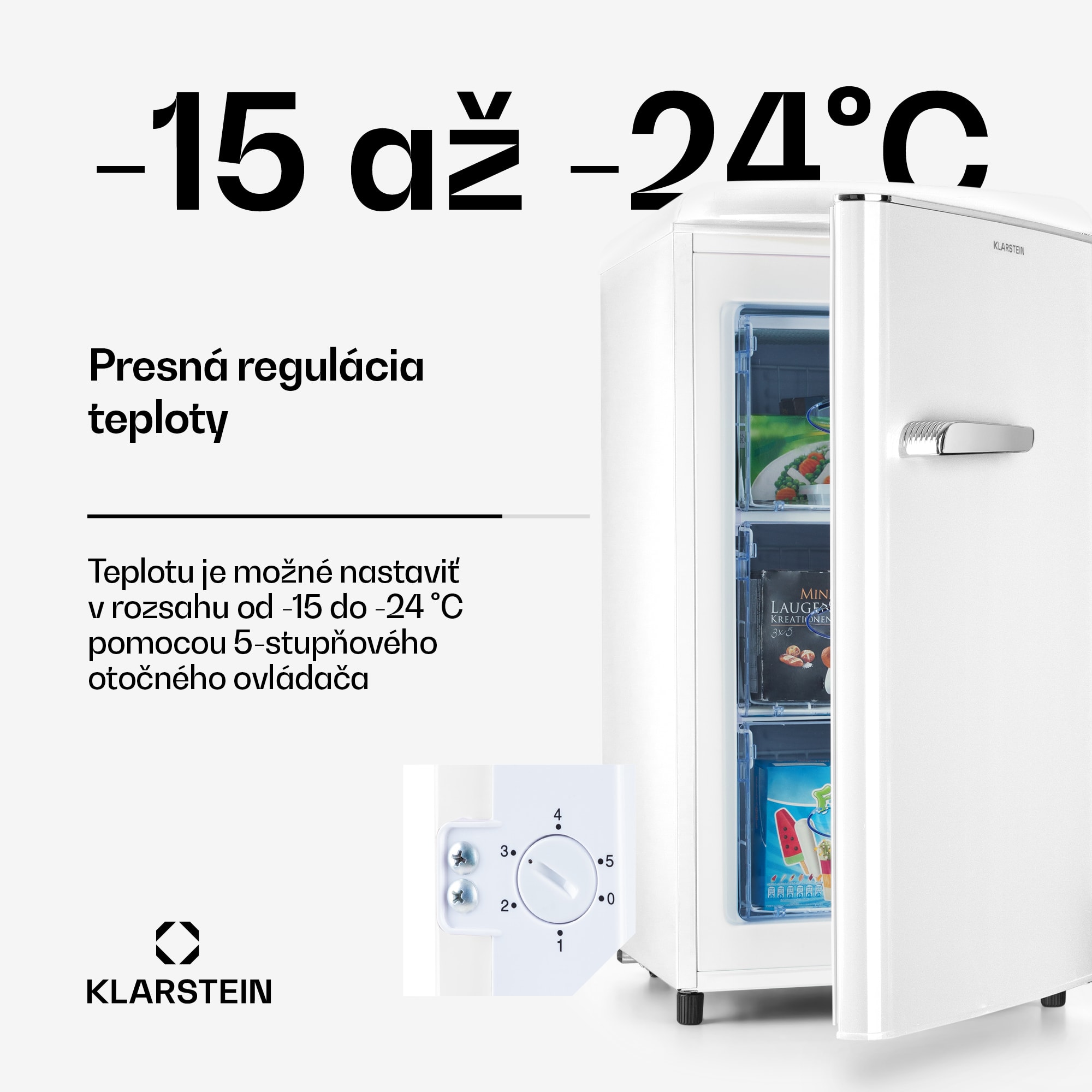 Klarstein Laika 60L mraznička 60 l 3 zásuvky teplota: -18 až 0 °C – Obrázok 3