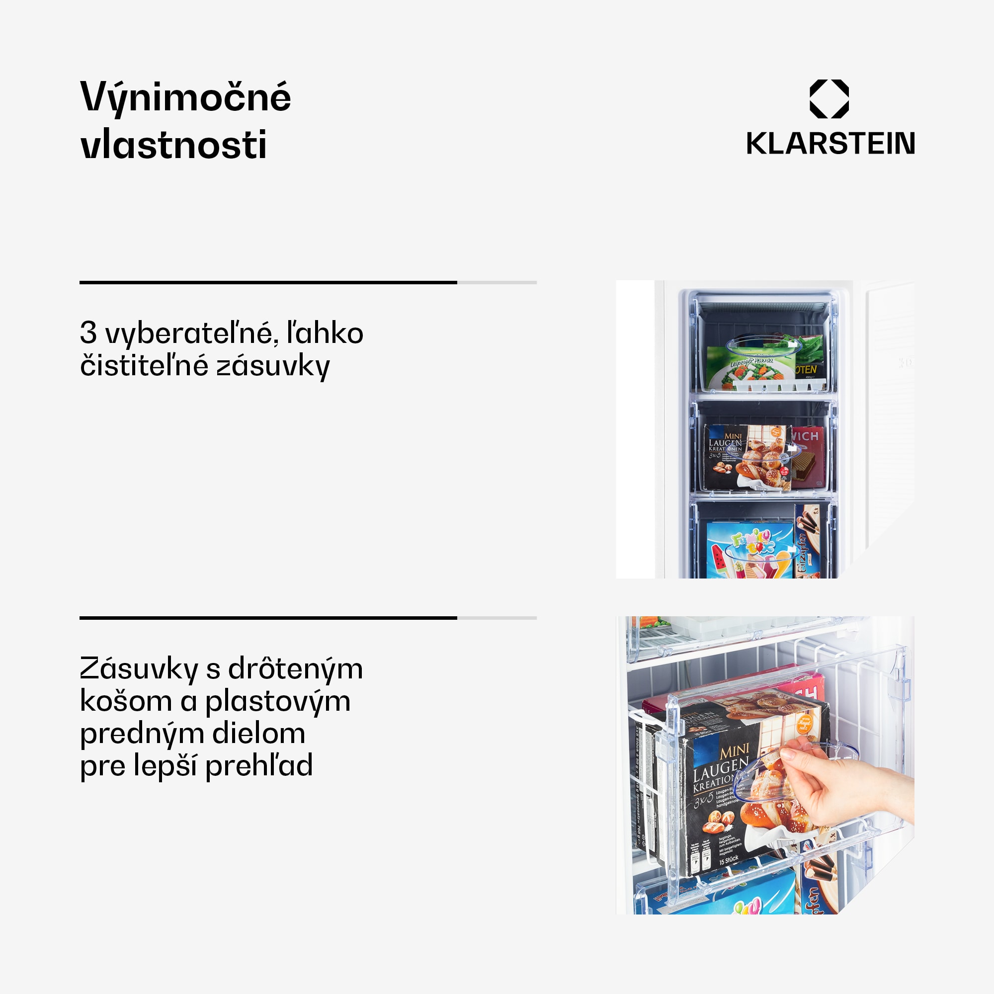 Klarstein Laika 60L mraznička 60 l 3 zásuvky teplota: -18 až 0 °C – Obrázok 4