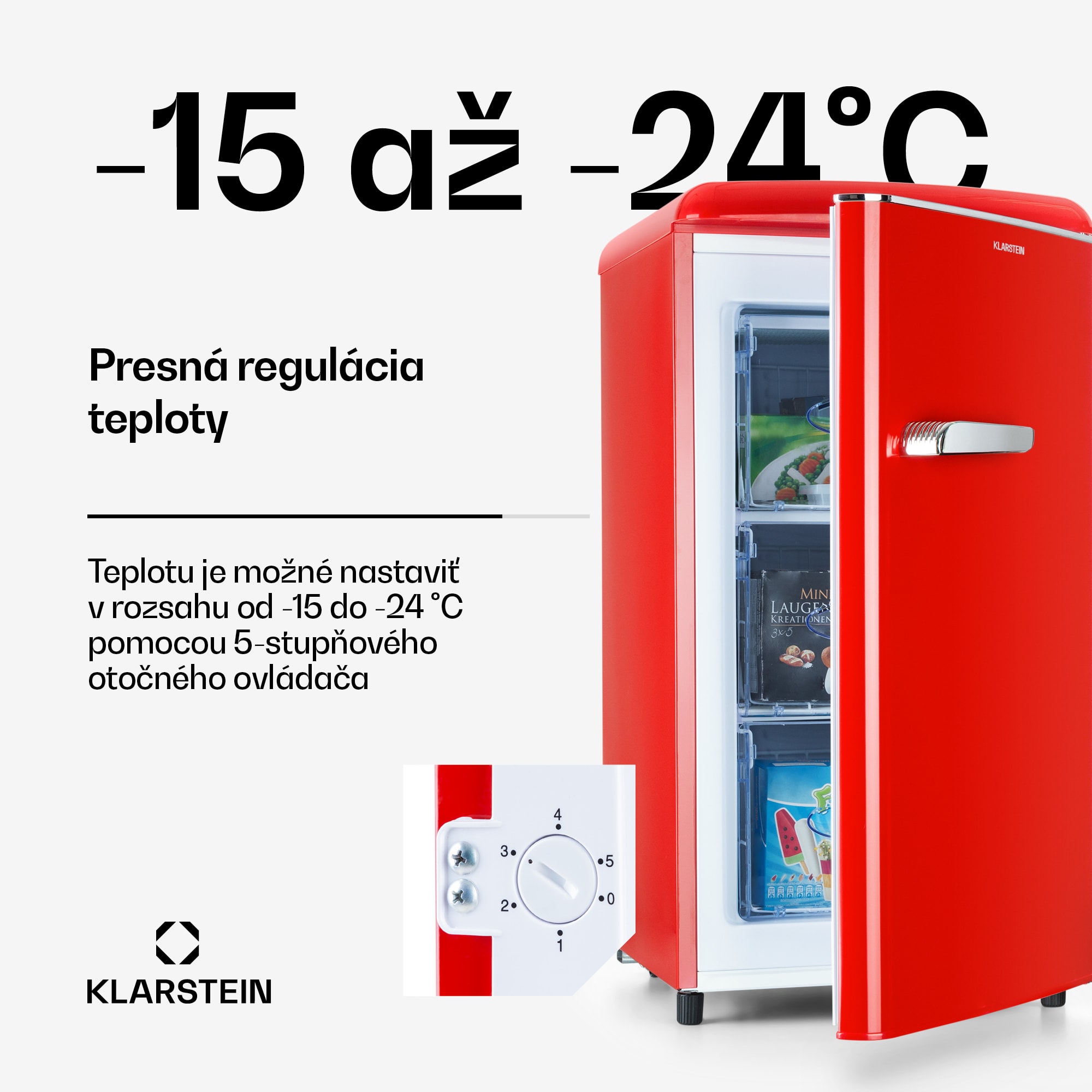 Klarstein Laika 60L, mraznička, 60 l, 3 zásuvky, teplota: -18 až 0 °C – Obrázok 3