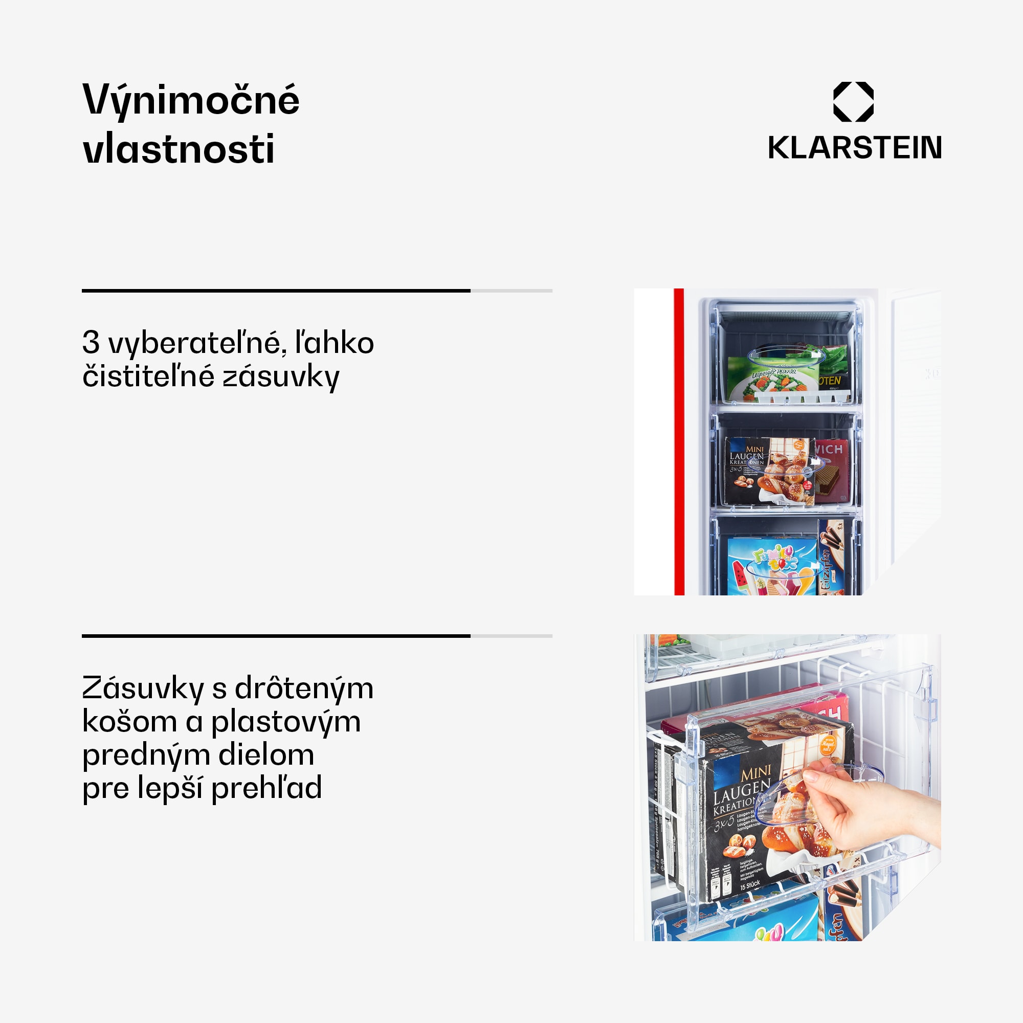 Klarstein Laika 60L, mraznička, 60 l, 3 zásuvky, teplota: -18 až 0 °C – Obrázok 4