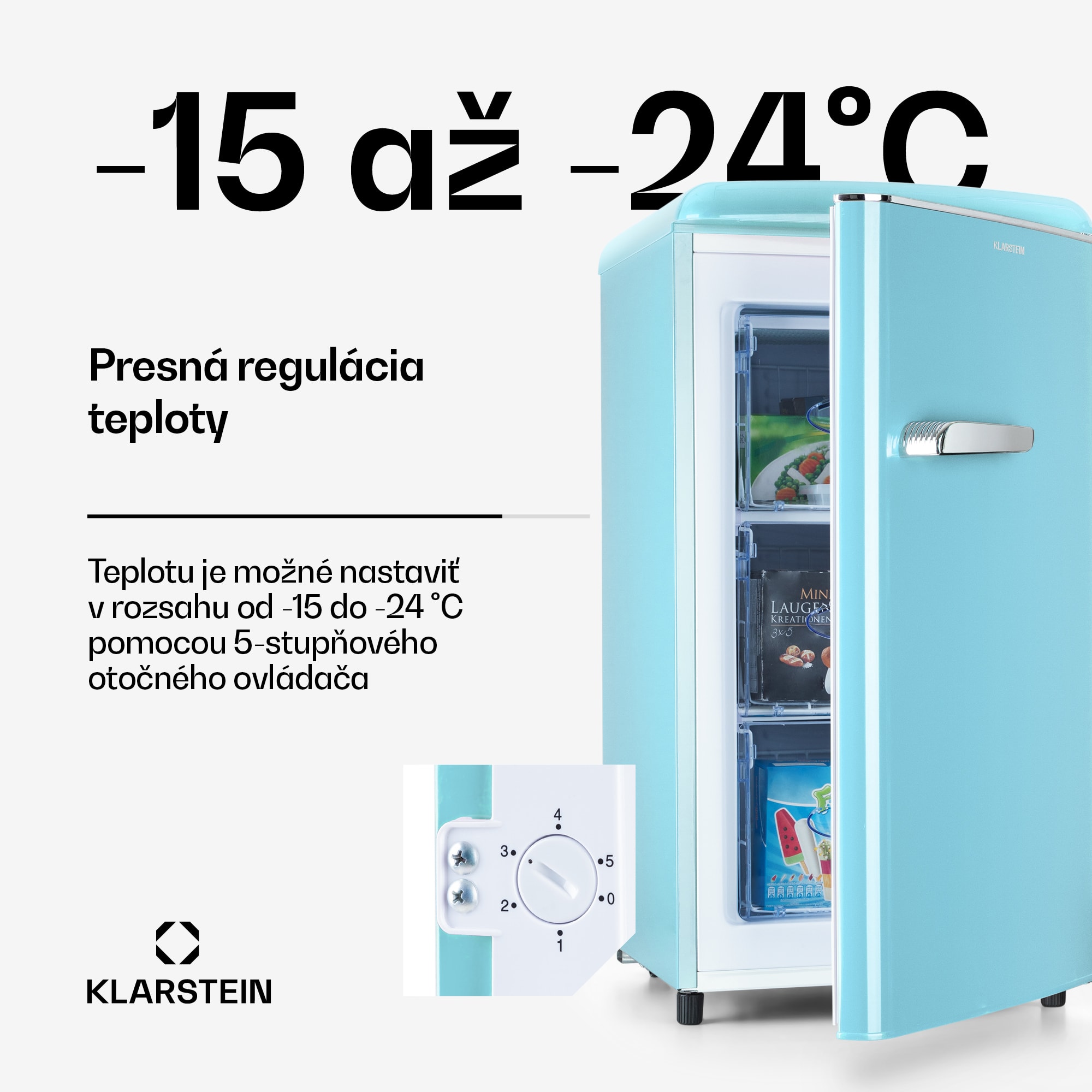 Klarstein Laika 60L mraznička 60 l 3 zásuvky teplota: -18 až 0 °C – Obrázok 3