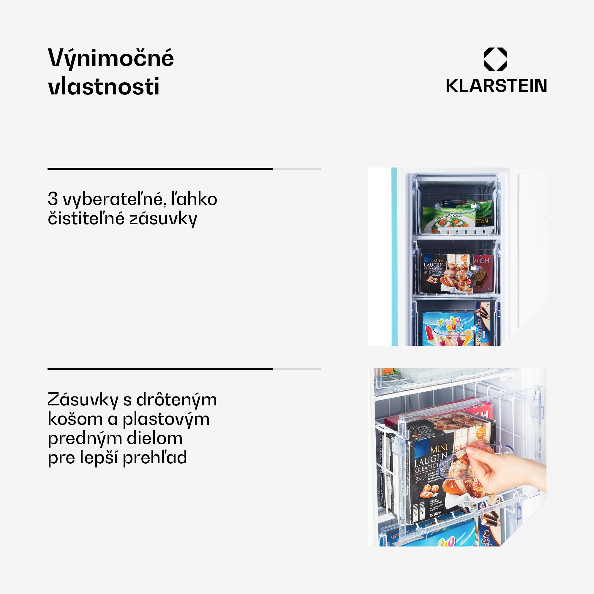 Klarstein Laika 60L mraznička 60 l 3 zásuvky teplota: -18 až 0 °C – Obrázok 4