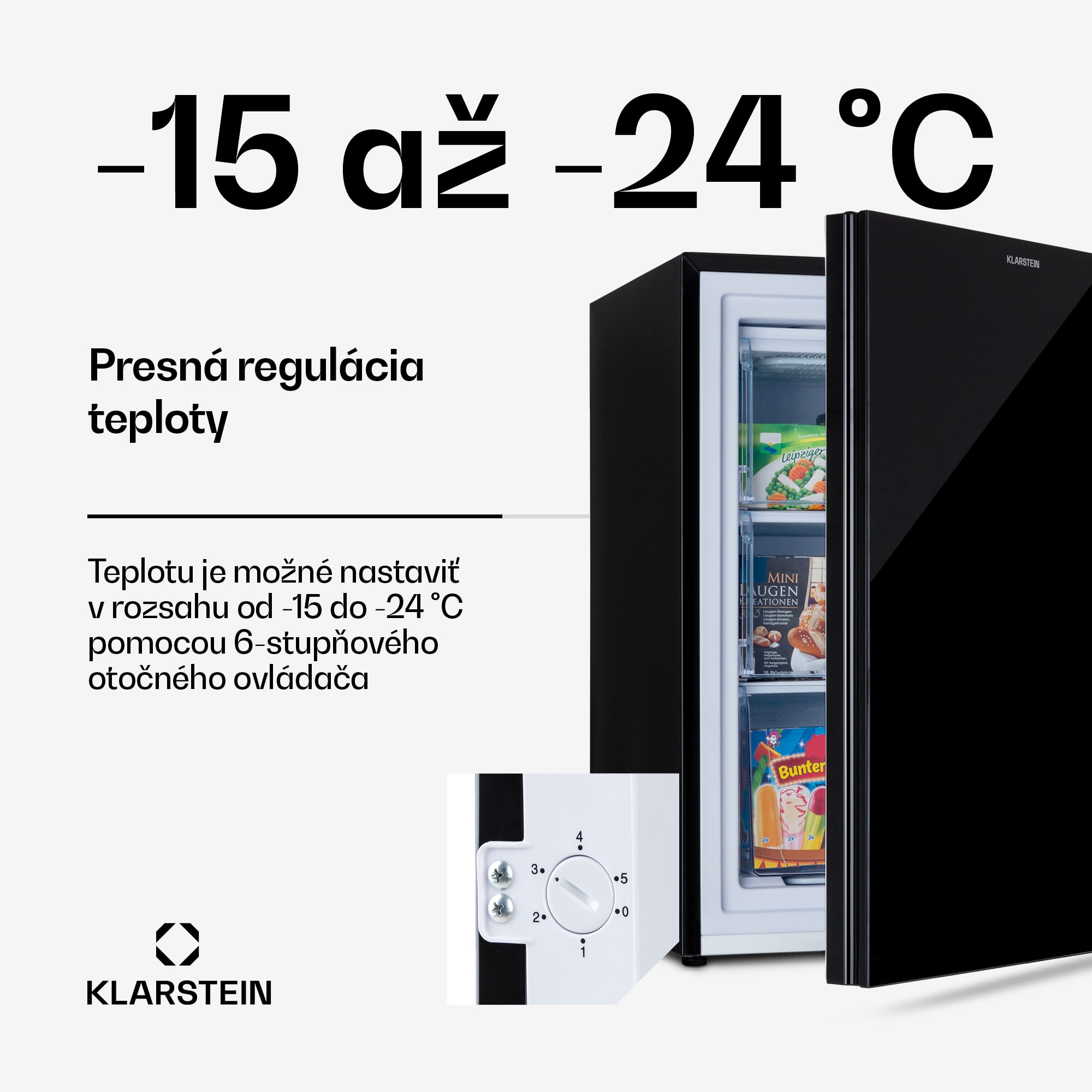 Klarstein Pluto 80L, mraznička, 4-hviezdičková, 80 l, do -18 °C – Obrázok 3