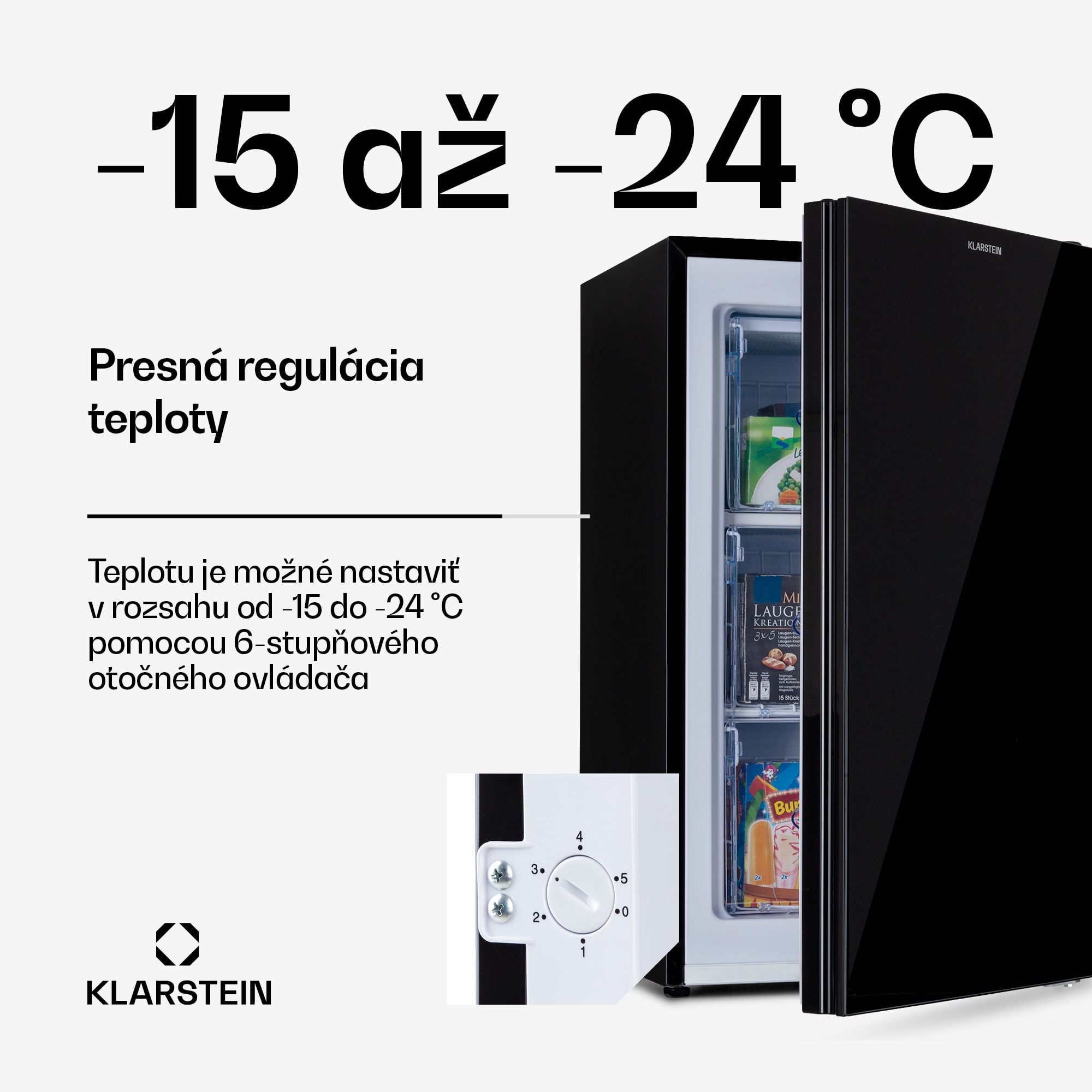 Klarstein Pluto 60L, mraznička, 4-hviezdičková, 60 l, do -18 °C – Obrázok 3
