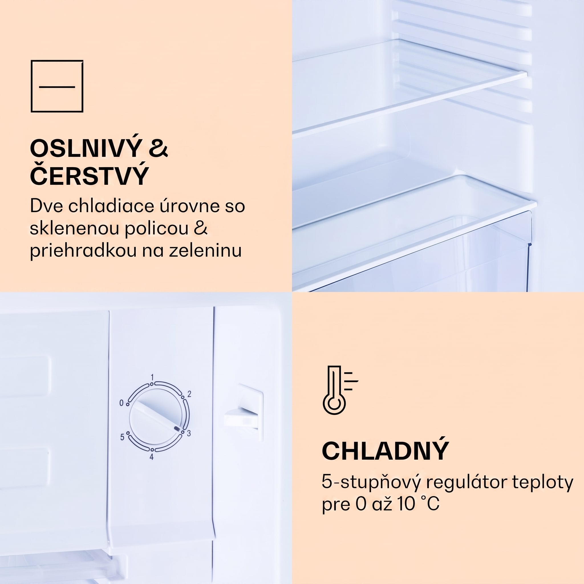 Klarstein CoolArt 79L, kombinovaná chladnička s mrazničkou, EEK E, mraziaci priestor 9 l, dizajnové dvere – Obrázok 4