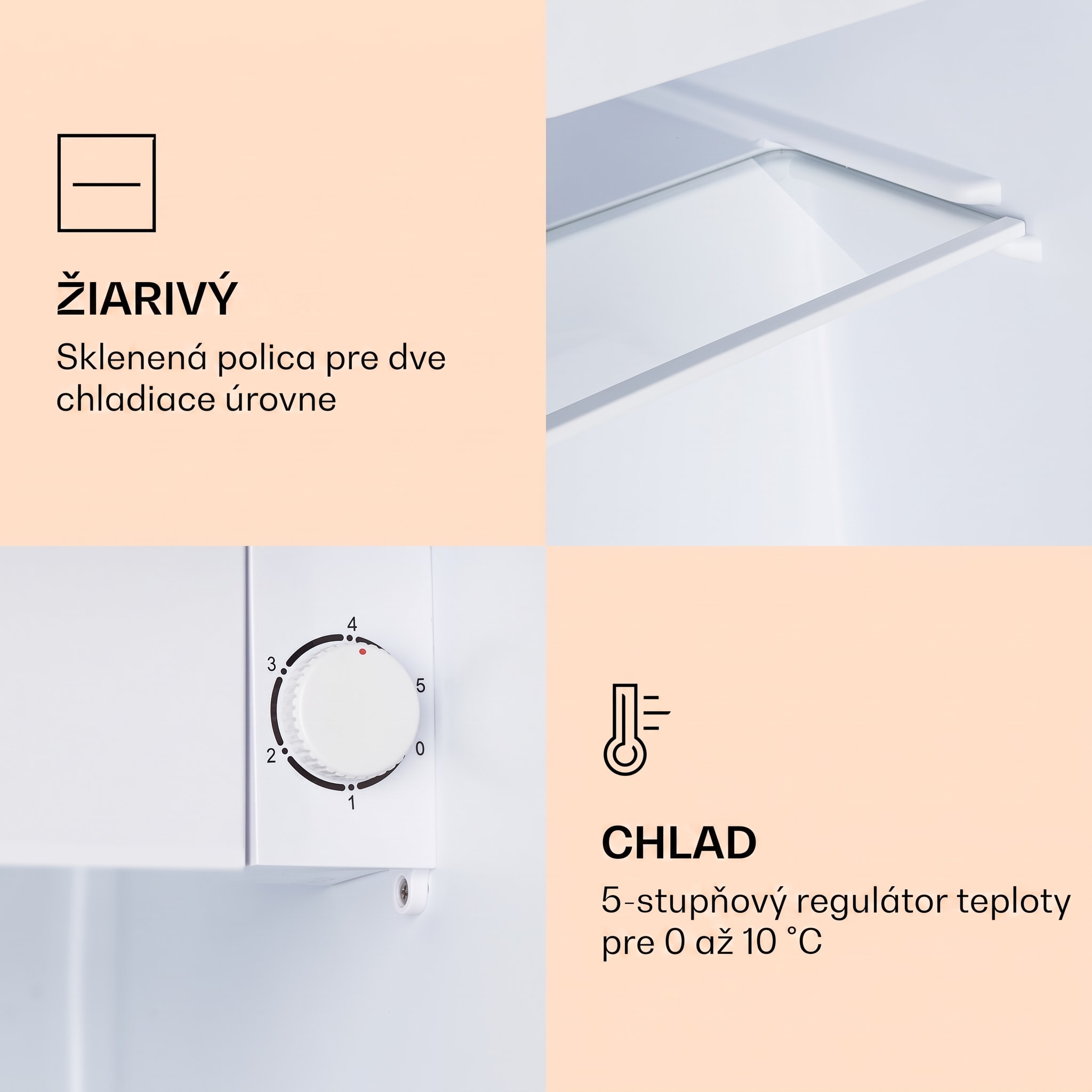 Klarstein CoolArt 45L, mini chladnička, EEK E, s mraziacim priestorom 1,5 l, dizajnové dvere – Obrázok 4