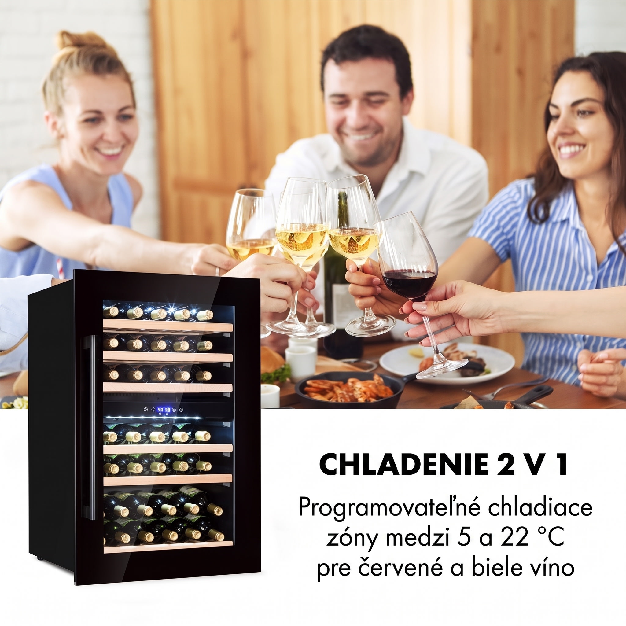 Klarstein Vinsider 41 vstavaná duo Onyx vinotéka 41 fliaš 2 zóny – Obrázok 4