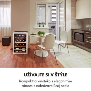 Klarstein Vinamour 48 Uno, vinotéka, 128 l, 48 fliaš, 3 police, 4–18°C, nehrdzavejúca oceľ
