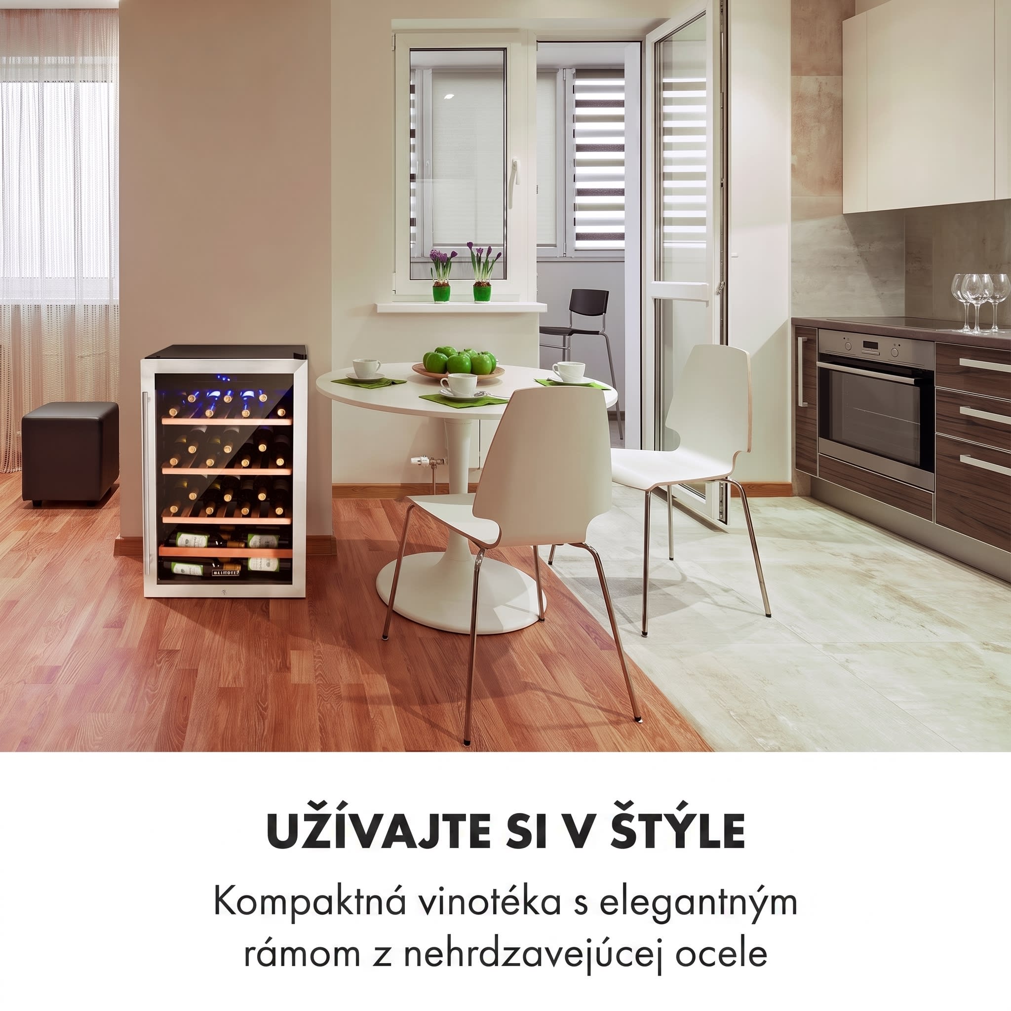 Klarstein Vinamour 48 Uno, vinotéka, 128 l, 48 fliaš, 3 police, 4–18°C, nehrdzavejúca oceľ