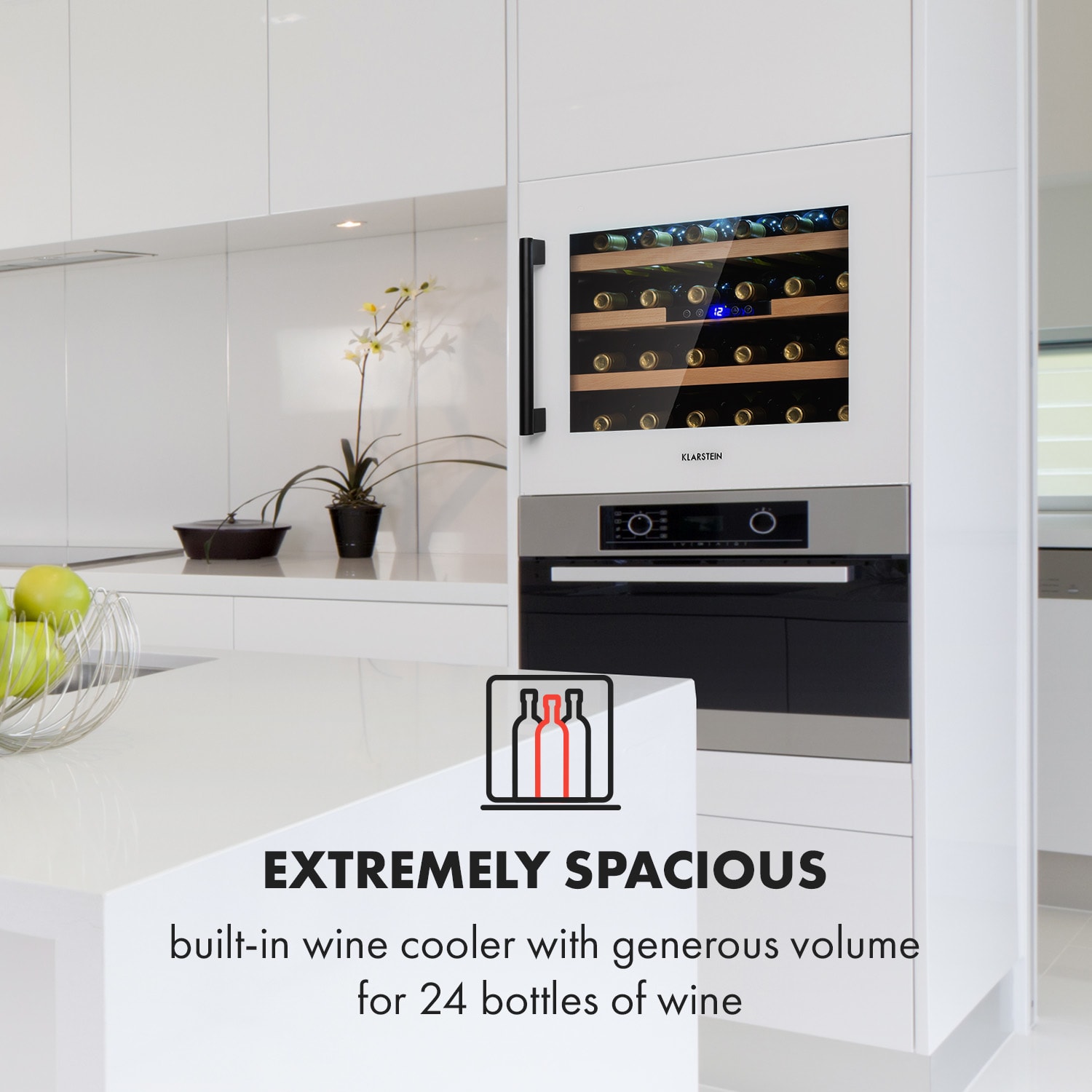 Klarstein Vinsider 24D Built-In, vstavaná vinotéka, Quartz Edition
