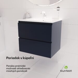 Blumfeldt Johnstone, umývadlo a skrinka do kúpeľne, 60 cm, keramické umývadlo, zatváranie Soft-Close