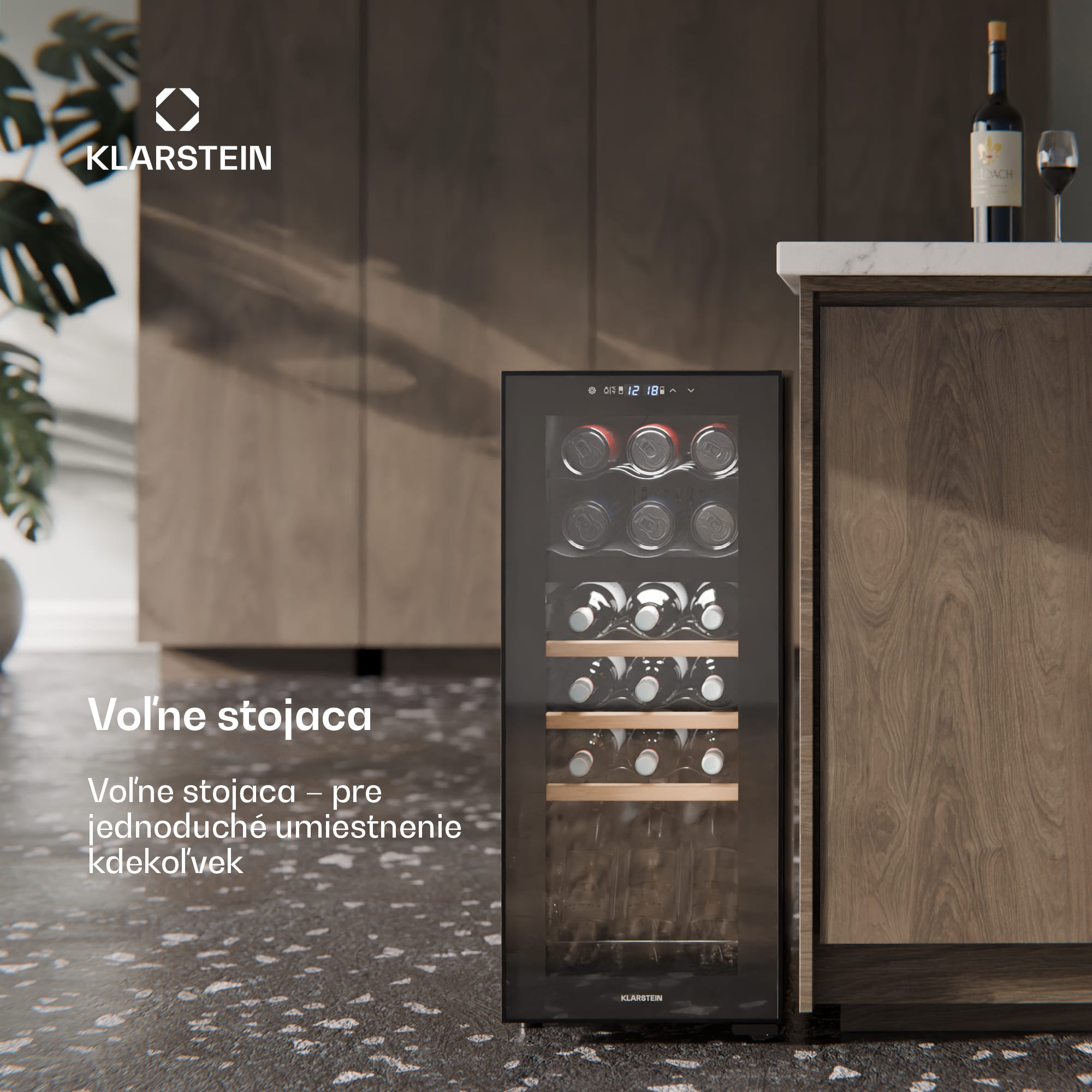 Klarstein Bovella 18 Duo+, dvojzónová vinotéka, 50 l, 18 fliaš, sklenené dvierka – Obrázok 2