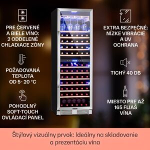Klarstein Vinovilla Grande Duo, veľkoobjemová vinotéka, 425 l, 165 fliaš, 3-farebné LED osvetlenie