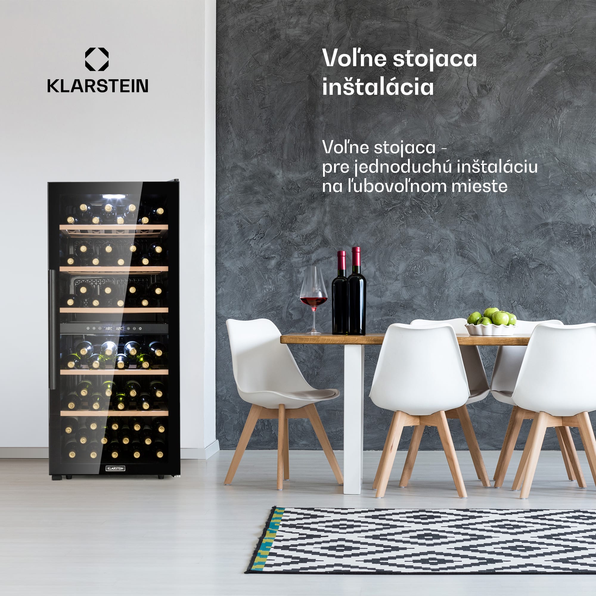 Klarstein Barossa 102D, vinotéka, 2 zóny, 102 fliaš, dotykový LED displej, čierna – Obrázok 2