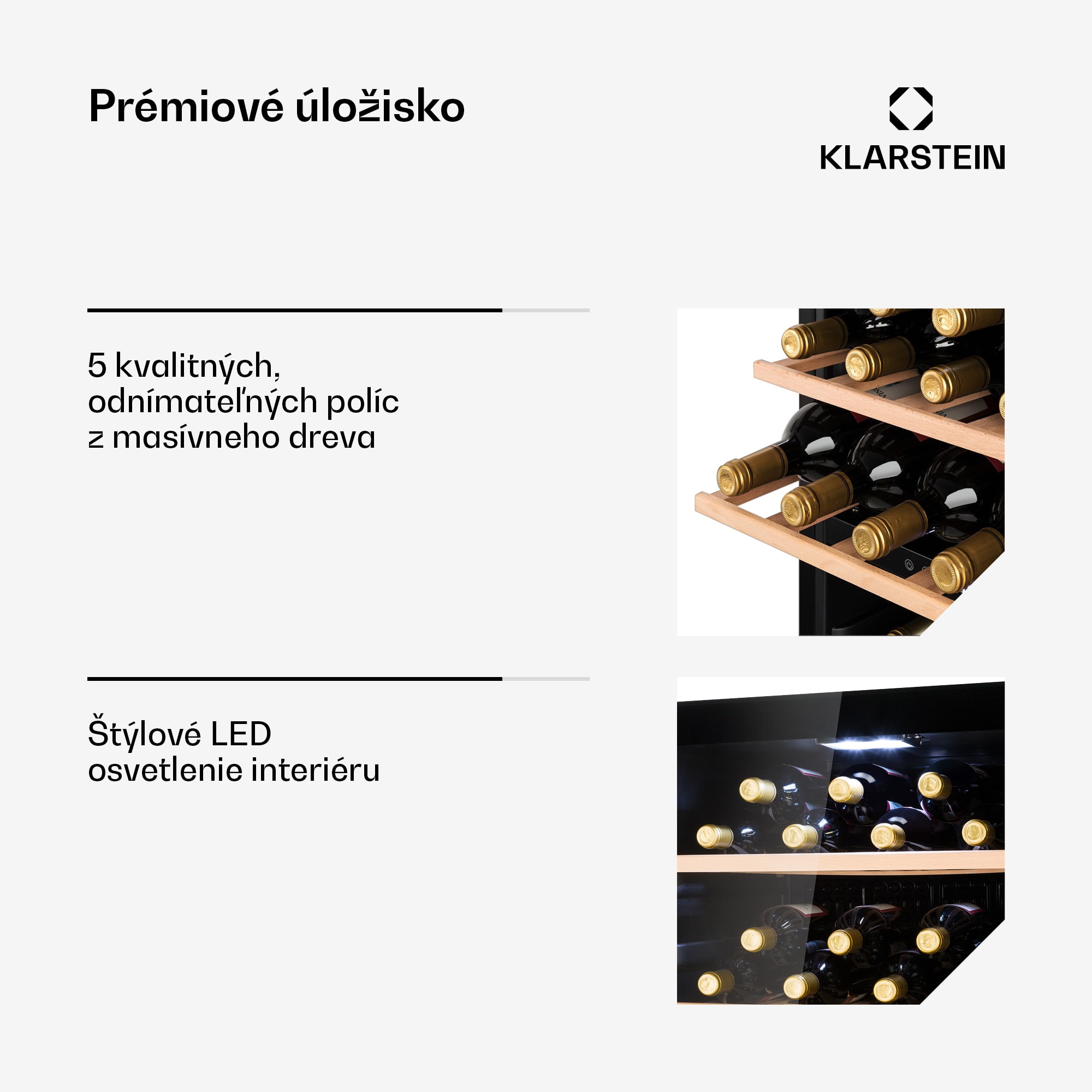 Klarstein Barossa 102D, vinotéka, 2 zóny, 102 fliaš, dotykový LED displej, čierna – Obrázok 4