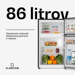Klarstein Irene, kombinovaná chladnička, 61 l chladnička, 25 l mraznička, retro, červená