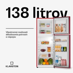 Klarstein Audrey, kombinovaná chladnička s mrazničkou, 98l/40l, Retro-Look, 2 úrovne