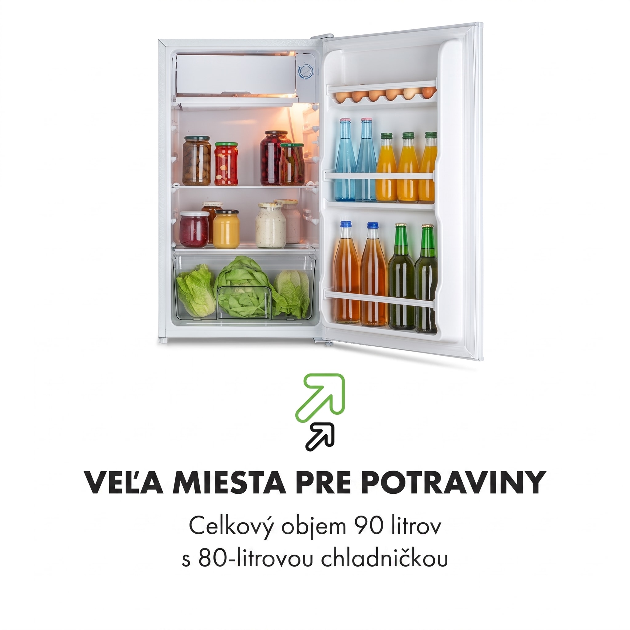 Klarstein Spitzbergen Uni, chladnička, 91 l, mraziaci priečinok 10 l, energet. trieda F, biela – Obrázok 2