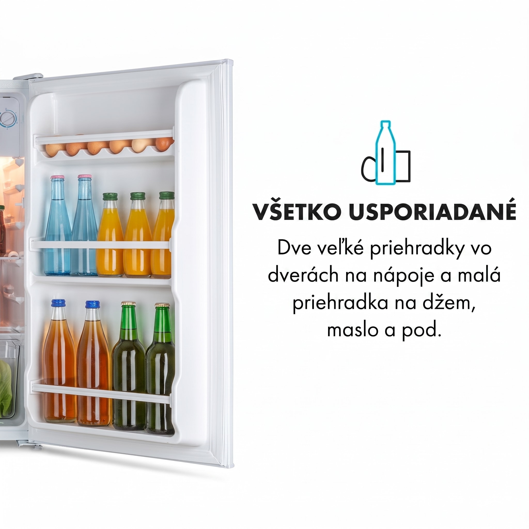 Klarstein Spitzbergen Uni, chladnička, 91 l, mraziaci priečinok 10 l, energet. trieda F, biela – Obrázok 4