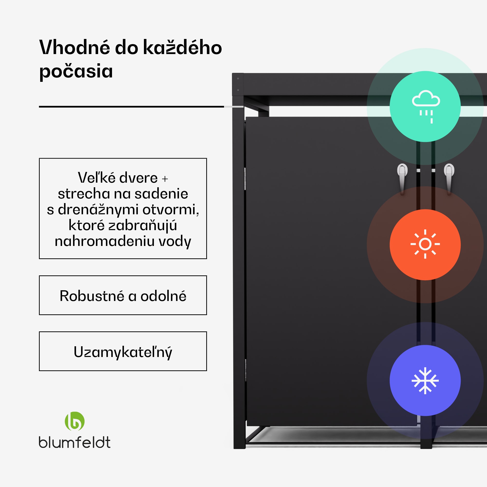 Blumfeldt BinSafe, box na odpadky, 3 odpadkové koše, 240 l, uzamykateľný, pozinkovaná oceľ odolná voči poveternostným vplyvom, výsadbová strecha