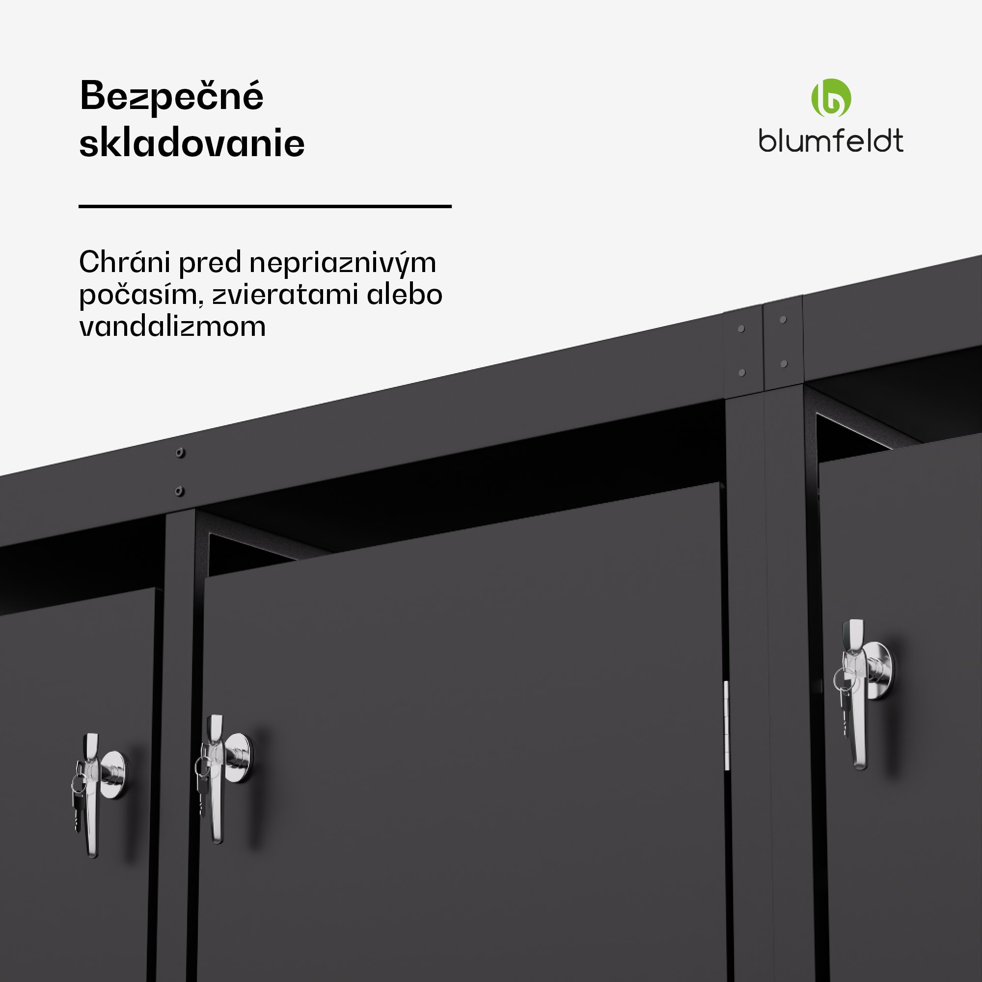 Blumfeldt BinSafe, box na odpadky, 3 odpadkové koše, 240 l, uzamykateľný, pozinkovaná oceľ odolná voči poveternostným vplyvom, výsadbová strecha – Obrázok 3