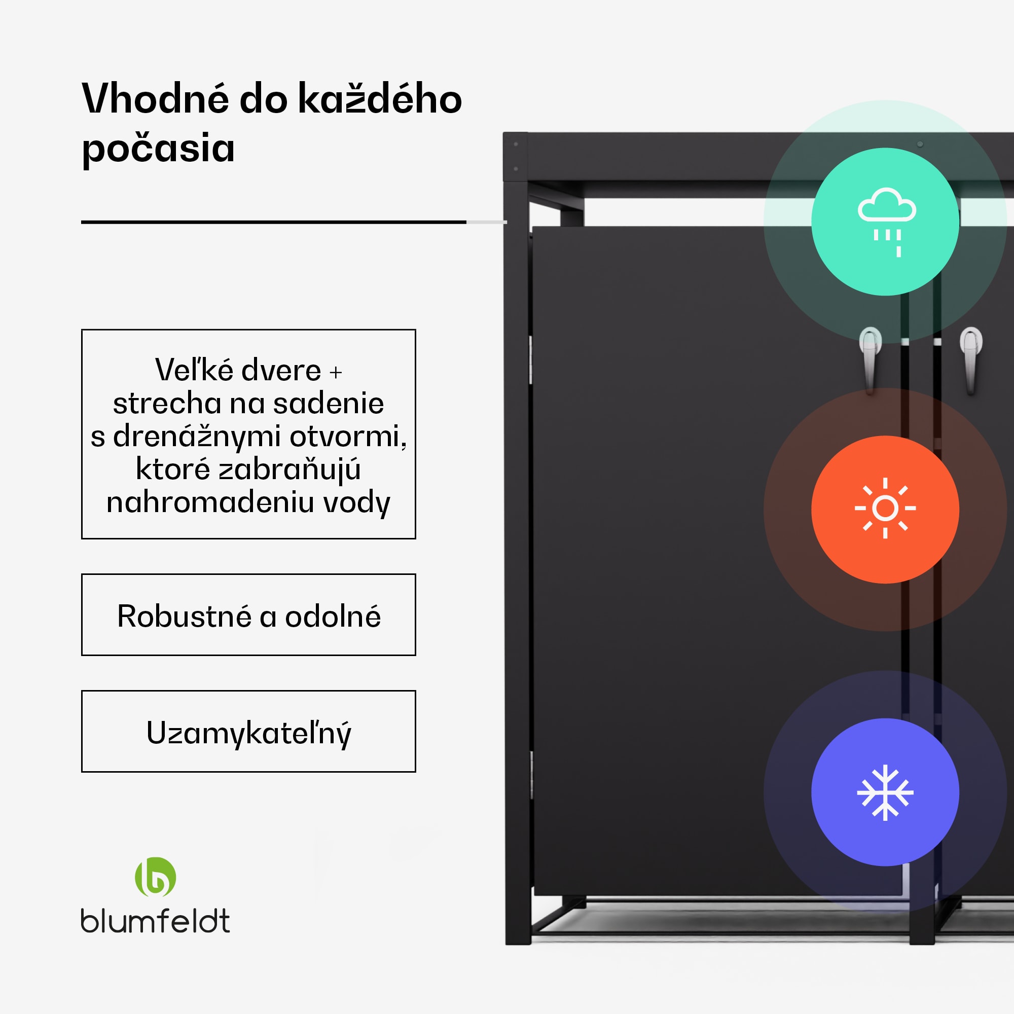 Blumfeldt BinSafe, box na odpadky, 4 odpadkové koše, 240 l, uzamykateľný, pozinkovaná oceľ odolná voči poveternostným vplyvom