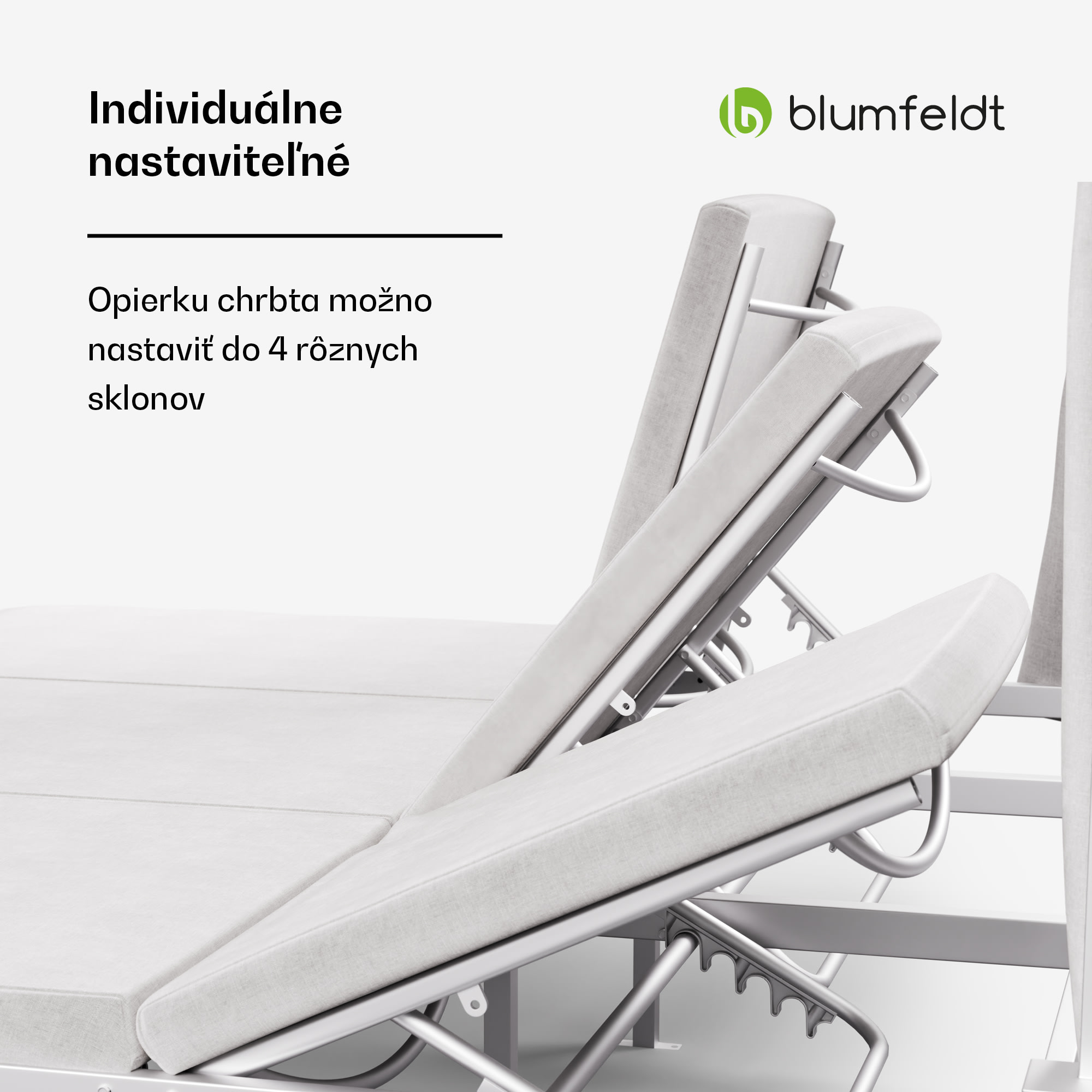 Blumfeldt Eremitage Triple trojité ležadlo, ochrana pred slnkom, až pre 3 osoby, hliníkový rám, odolné voči poveternostným vplyvom – Obrázok 4