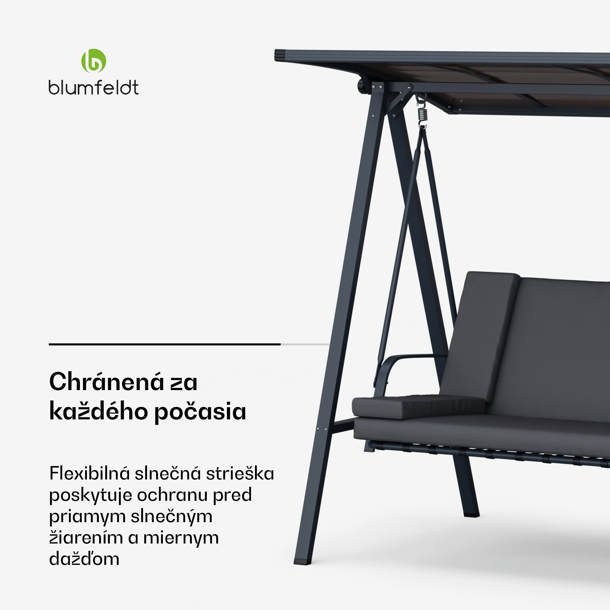 Blumfeldt LuxeLounge, hollywoodska hojdačka, 3-miestna, individuálne nastaviteľná, oceľ s práškovou povrchovou úpravou, odolná voči poveternostným vplyvom – Obrázok 3