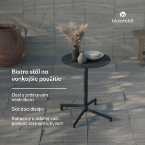 Blumfeldt UrbanEdge barový stôl | stojaci stôl | 60 cm | skladací | práškovo lakovaný | odolný voči poveternostným vplyvom