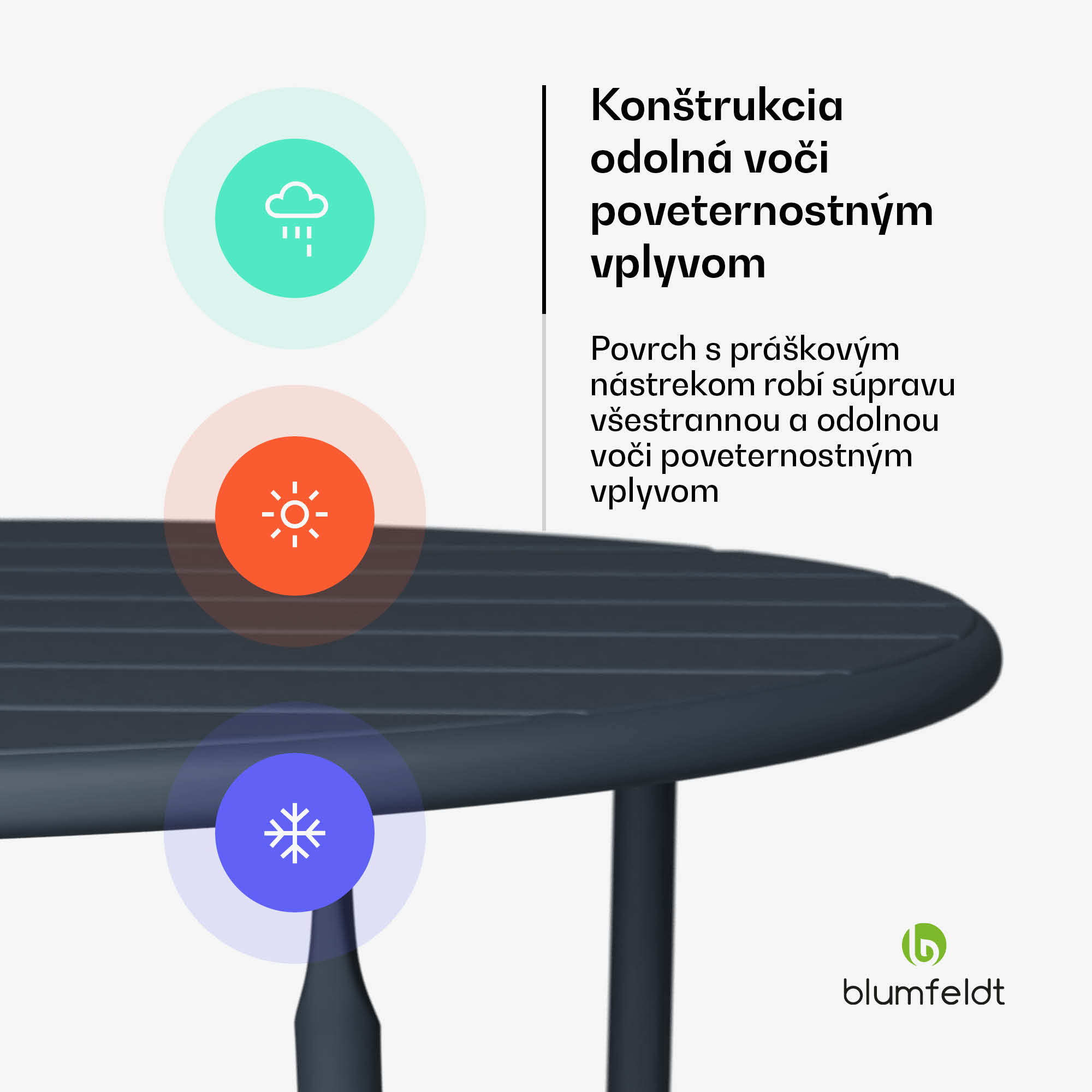 Blumfeldt RetroChic záhradná súprava | 1 stôl + 2 stoličky | 60 cm | skladací | povrchová úprava | odolný voči poveternostným vplyvom – Obrázok 4