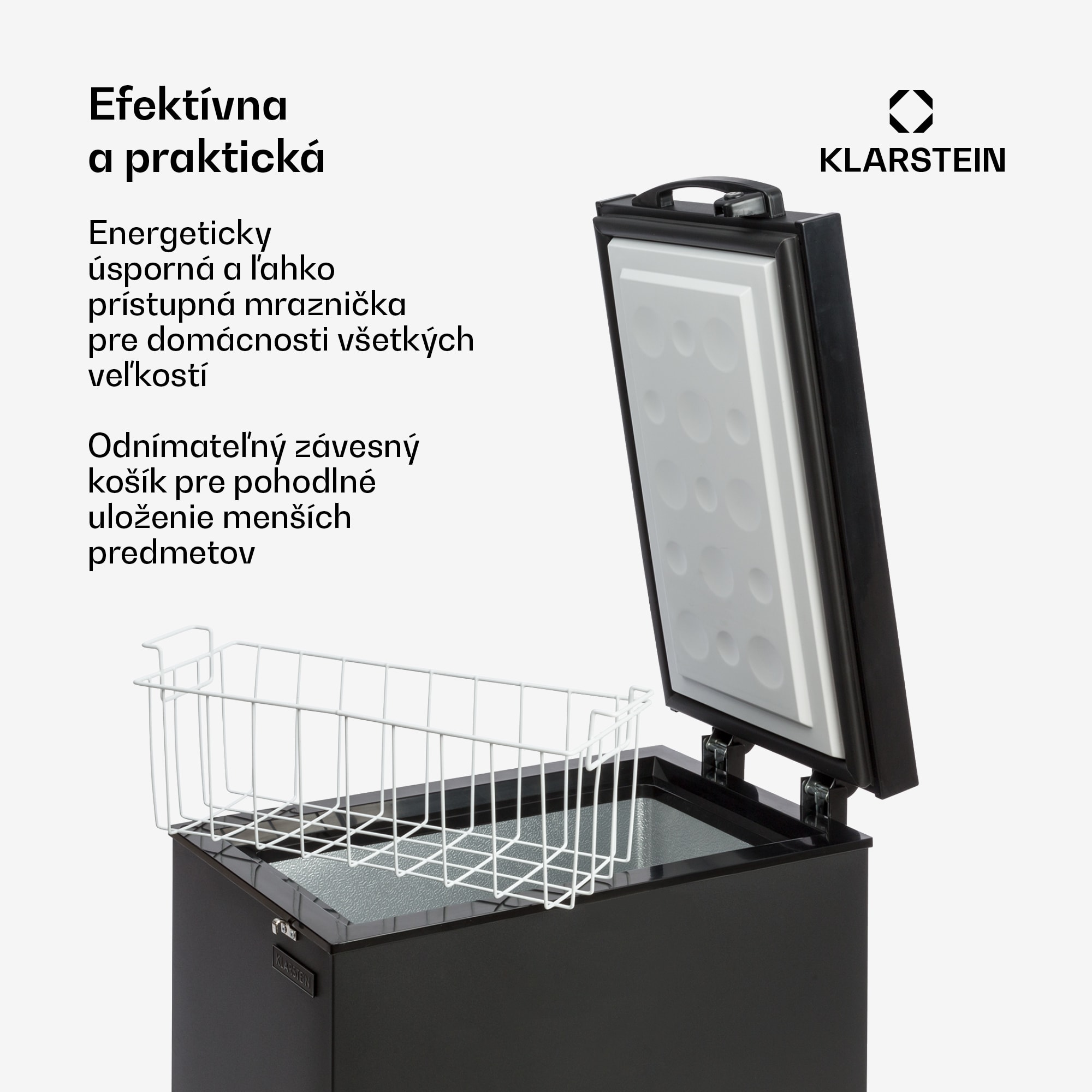 Klarstein Iceblokk 51, mraziaci box, voľne stojaci, 51 l, uzamykateľný, energet. trieda F, čierna – Obrázok 2