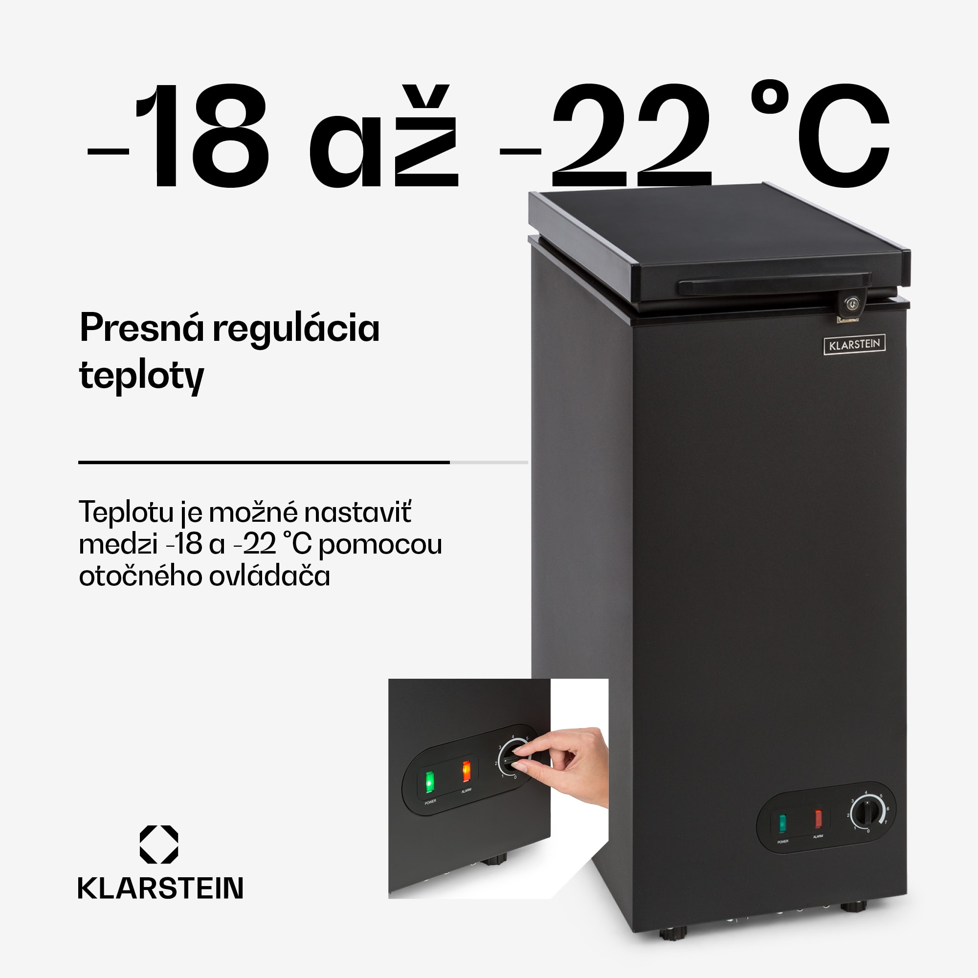 Klarstein Iceblokk 51, mraziaci box, voľne stojaci, 51 l, uzamykateľný, energet. trieda F, čierna – Obrázok 3